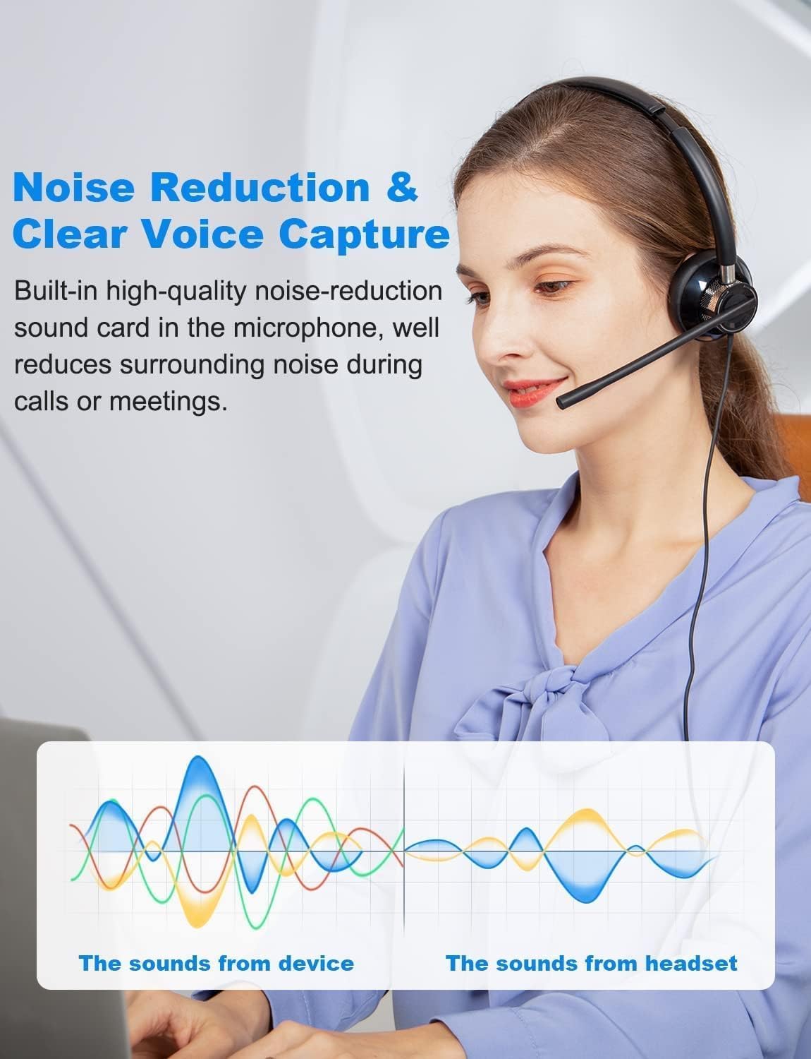 Detalle 2 de New Bee USB Headset with Microphone (H361) – Comfort USB PC Headset for Calls and Online Learning
