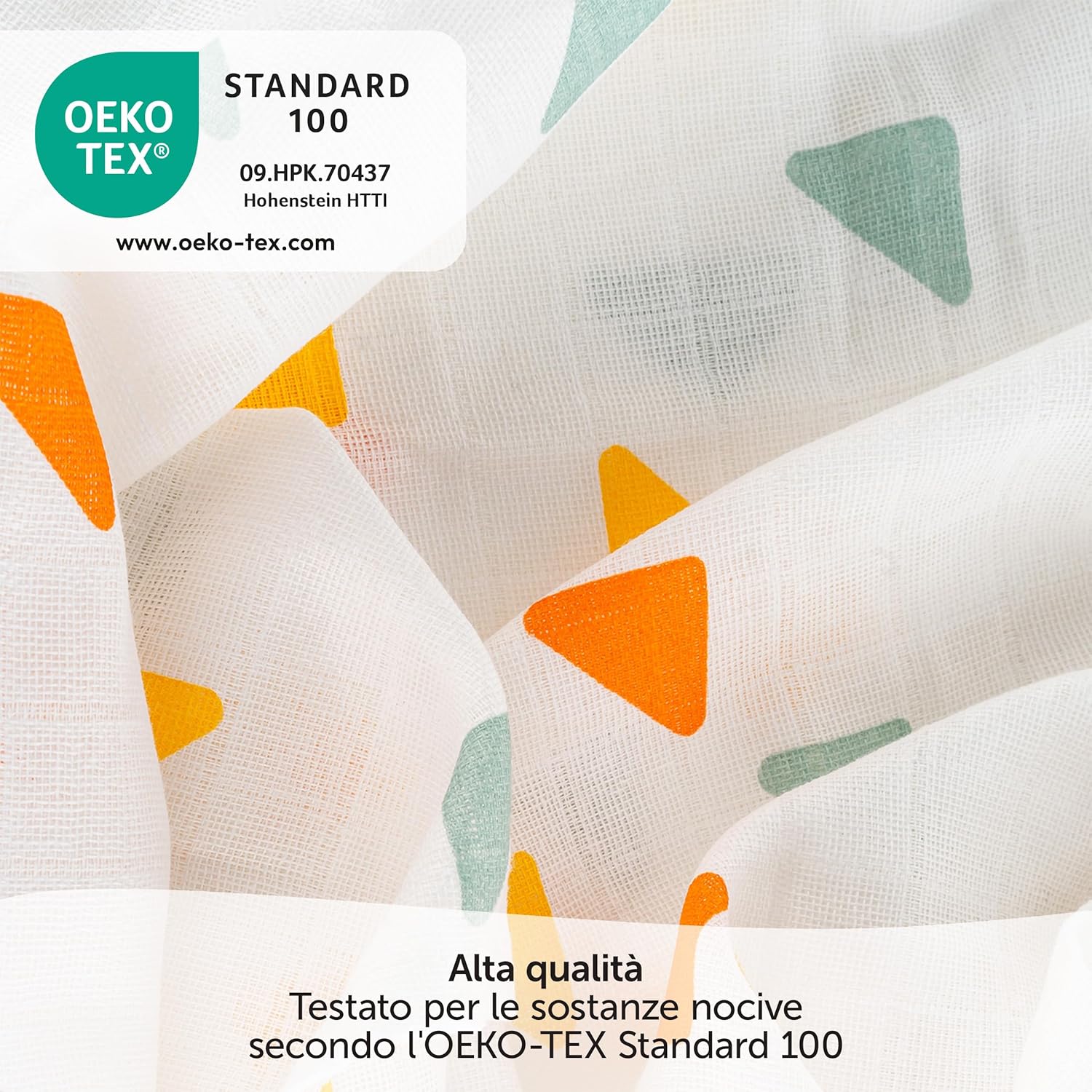 Detalle de LaLoona Pannolini di garza 70x70 cm – confezione da 3 pezzi in cotone 100% testati Oeko-Tex 100