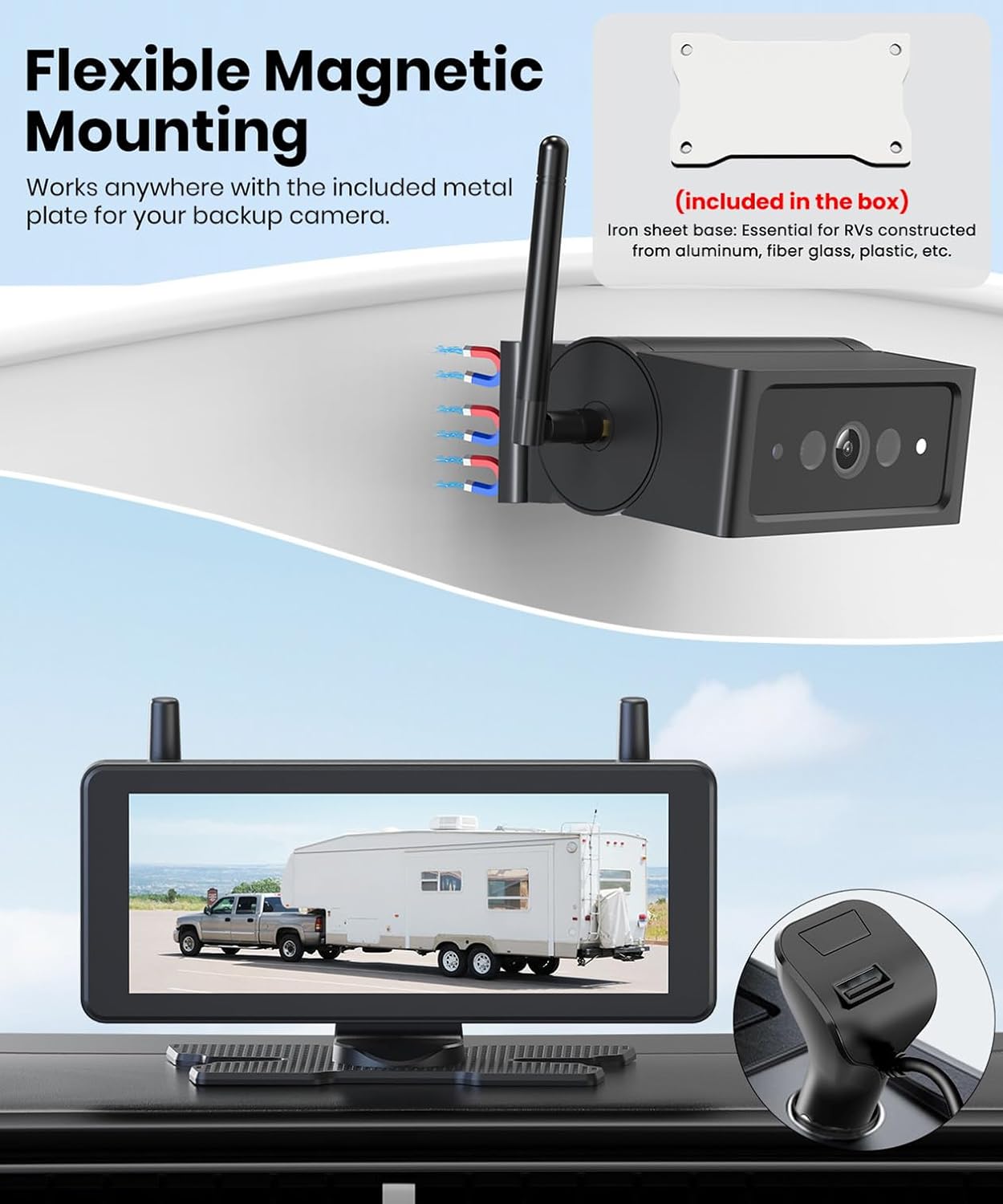 Detalle de AUTO-VOX magnetic reversing camera kit 7.2in