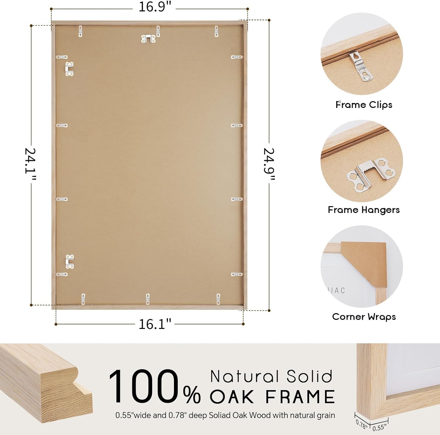 Detalle de puthiac P124-16#24-1 16x24 Solid Oak Picture Frame with Plexi Front