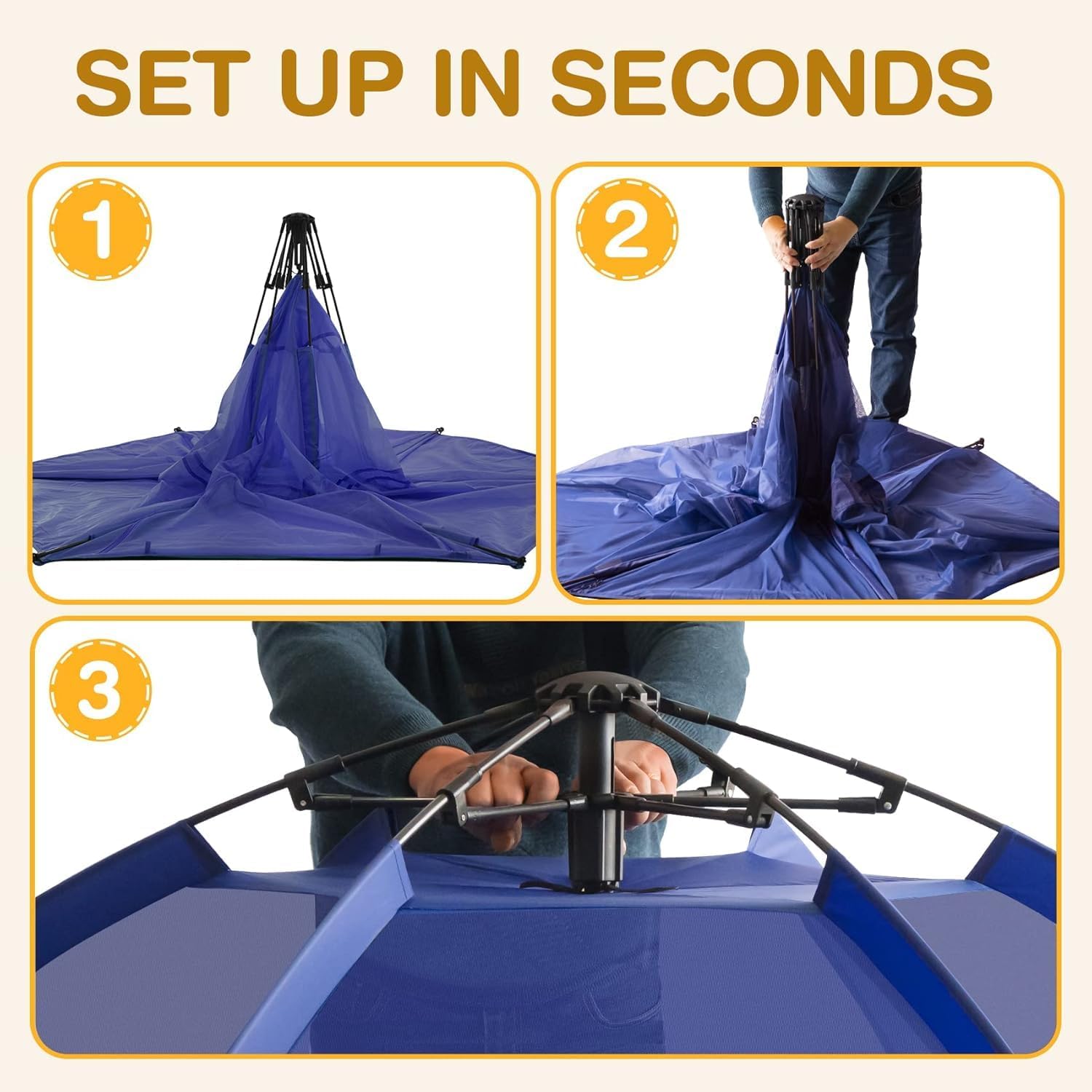 Thumbnail 1 de Alvantor Baby Playpen Pop Up Play Yard (84x84x44) Large Mesh Kids Play Pen with Canopy, Navy