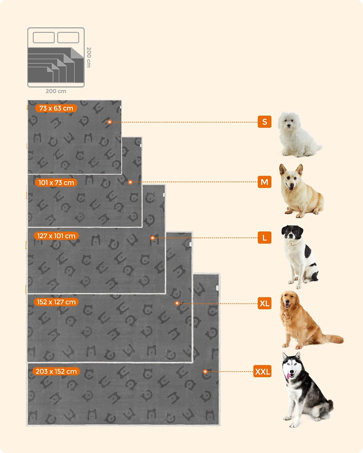 Thumbnail 6 de Feandrea PPB060G01 Waterproof Dog Blanket 152 x 127 cm