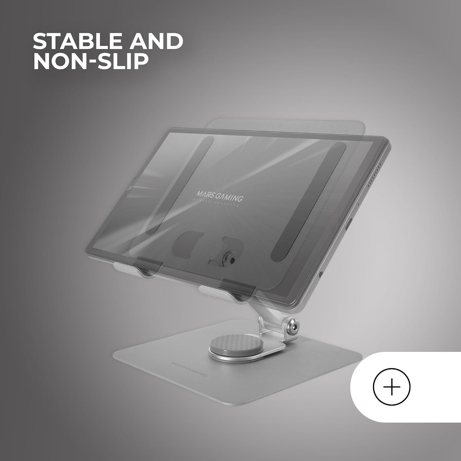 Detalle de Mars Gaming MA-RST supporto per tablet e convertibili 2in1 fino a 13" con rotazione 360° e altezza regolabile