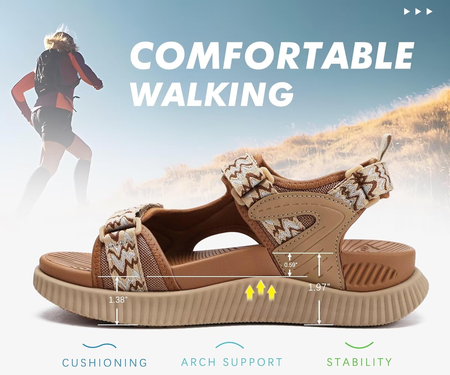 Thumbnail 6 de KuaiLu Women’s Orthopedic Walking Sandals with Arch Support for Plantar Fasciitis Relief