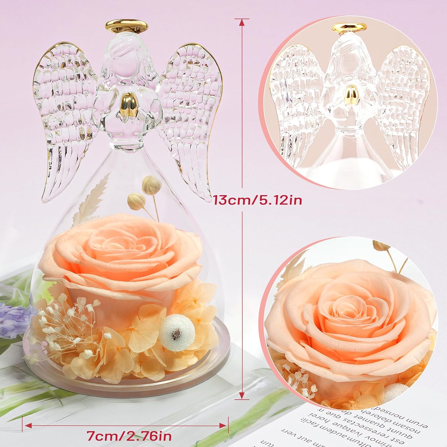 Detalle 2 de Miofula Ewige Rose mit Engelfigur – Geschenkset für Frauen