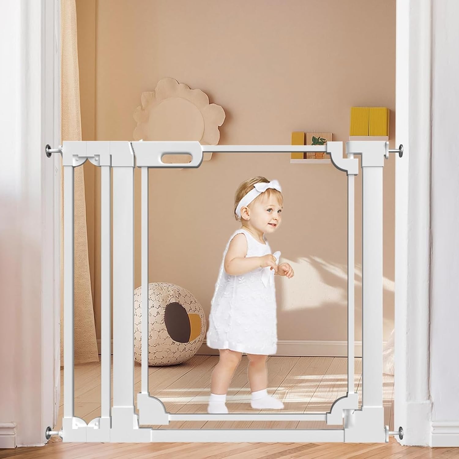 Detalle de Xifamniy Clear Stair Gate (74-98cm wide) – 76cm tall acrylic baby and pet gate