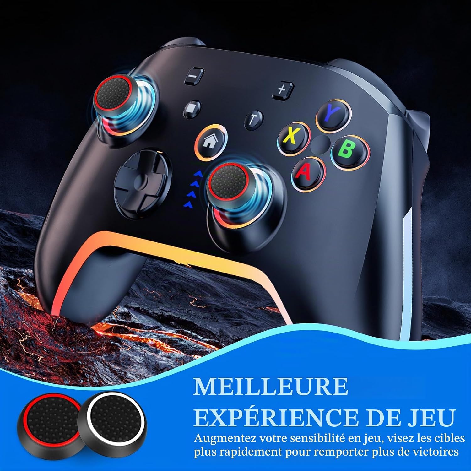 Thumbnail 6 de AYESY joystickdoppen voor PS5, PS4 en Xbox, 20 donkere siliconen doppen