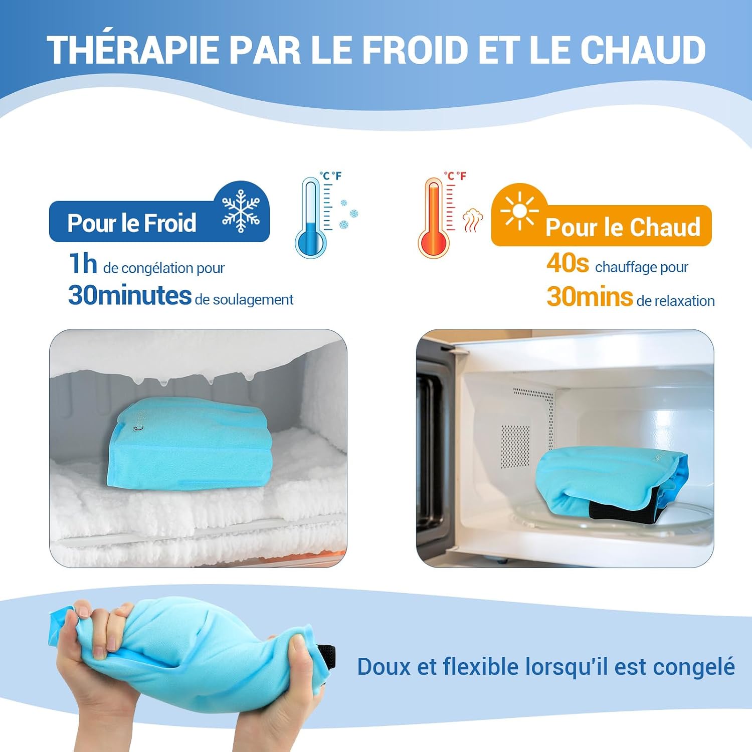 Detalle de Comfytemp Grande Poche de Glace pour la Cheville et le Pied – Soulagement ciblé et réutilisable