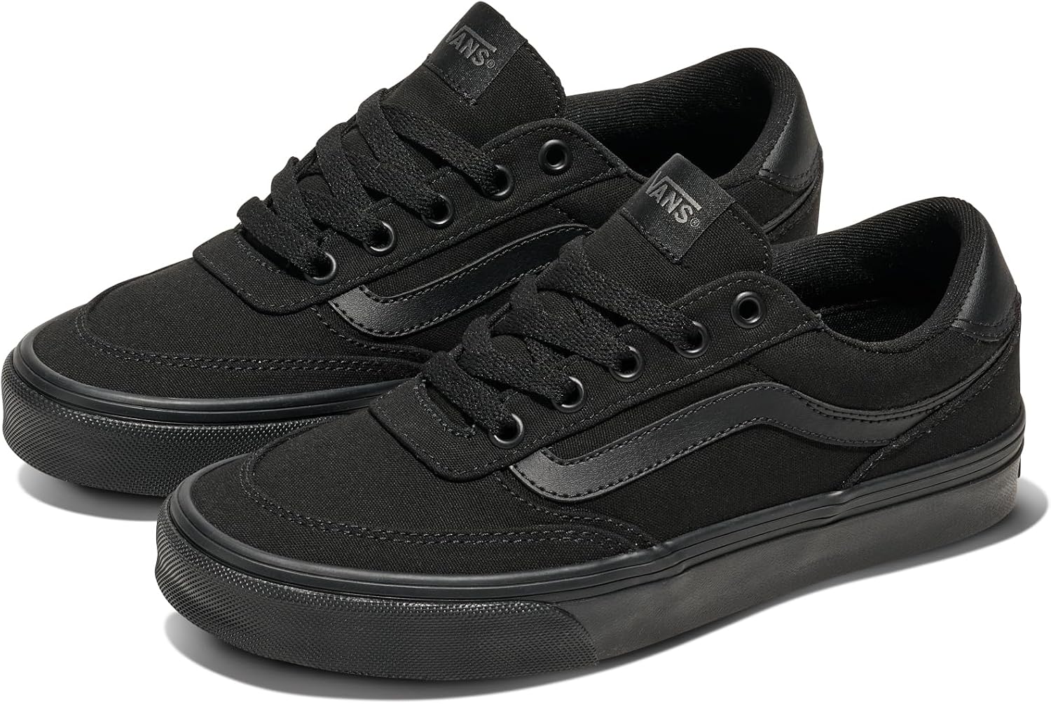 Detalle de Vans Brooklyn LS BasketFemme – Baskets basses noires en toile et daim, confort féminin