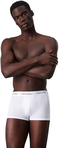 Detalle de Calvin Klein Men’s 3 Pack Low Rise Trunks Underwear – Multicolour (White / B&W Stripe / Black), XL