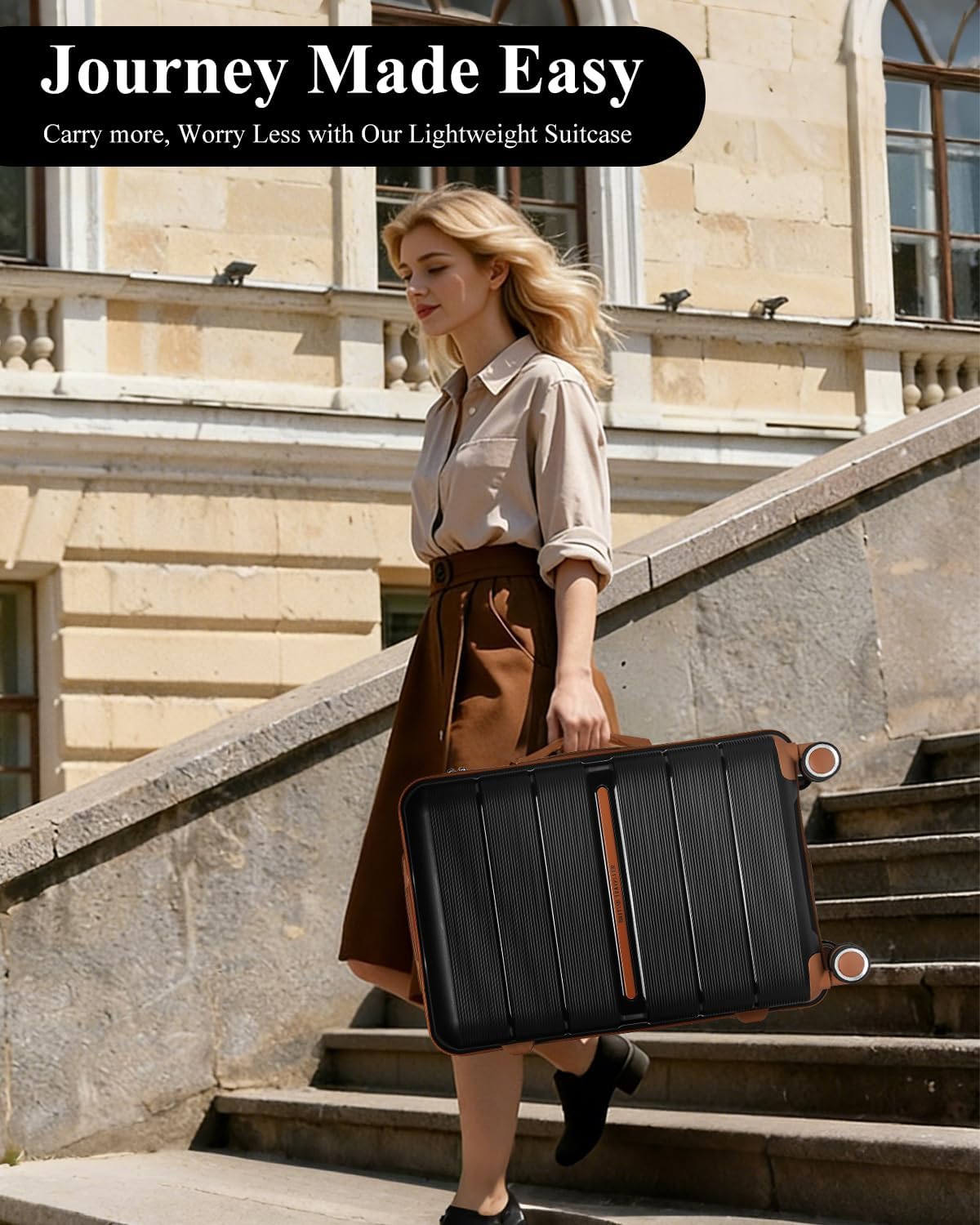 Thumbnail 6 de British Traveller 24" Medium Lightweight Polypropylene Suitcase with 4 Wheels and TSA Lock