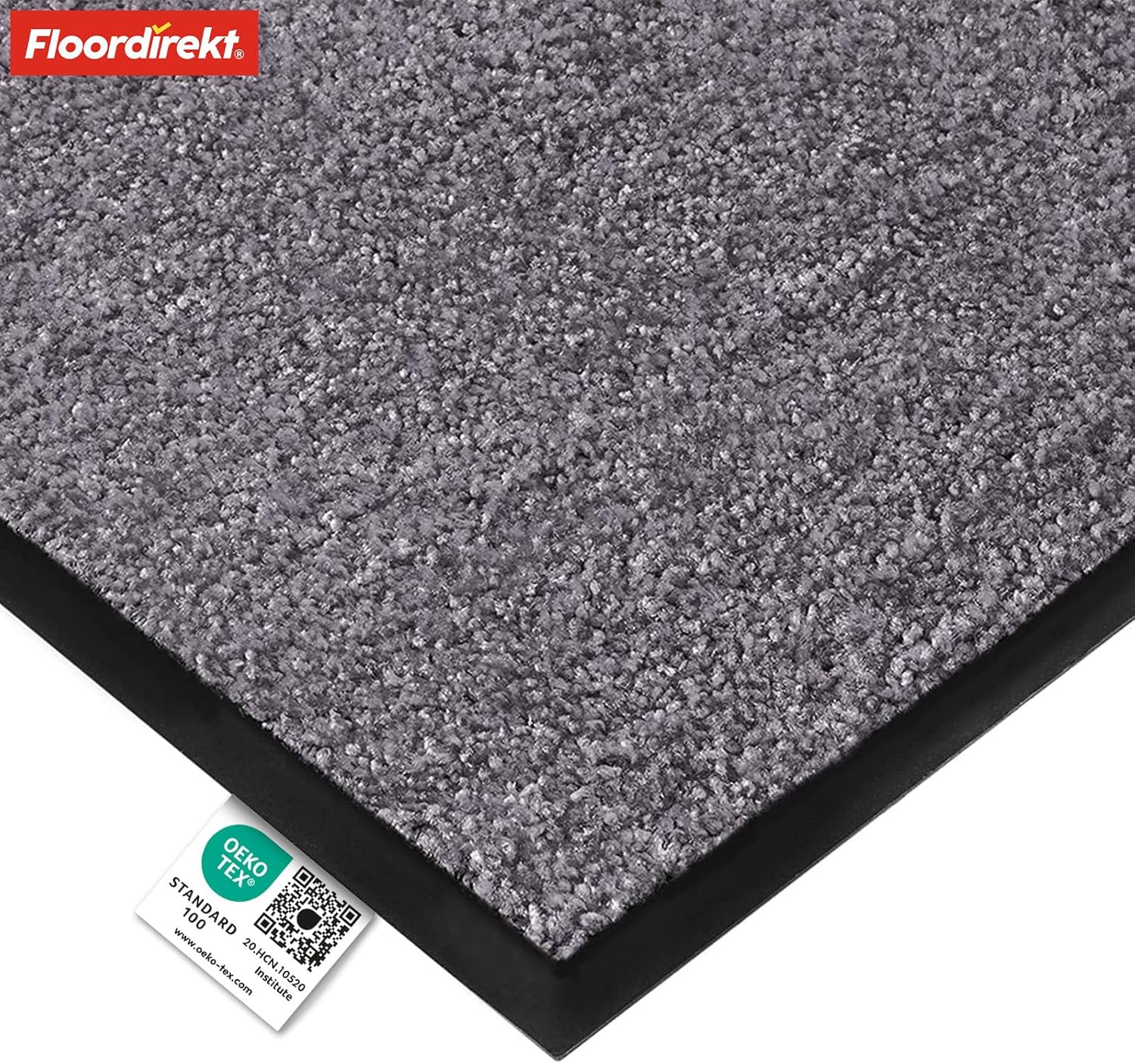 Detalle de Floordirekt Rhine Schmutzfangmatte – waschbar, rutschfeste Rückseite, 90 x 120 cm, Grau (Sparrow)