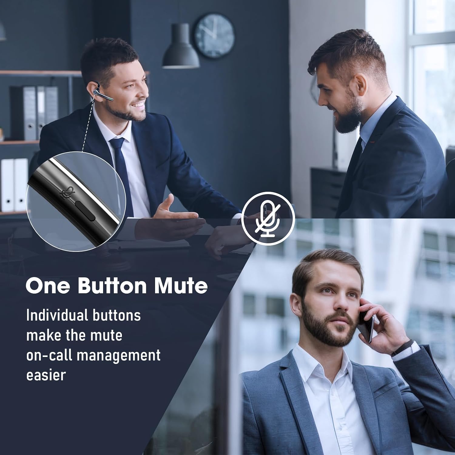 Detalle de Ngsod Bluetooth Headset with Mic, Wireless Earpiece Noise Canceling, 500mAh Charging Case (72H Talking Time Support)