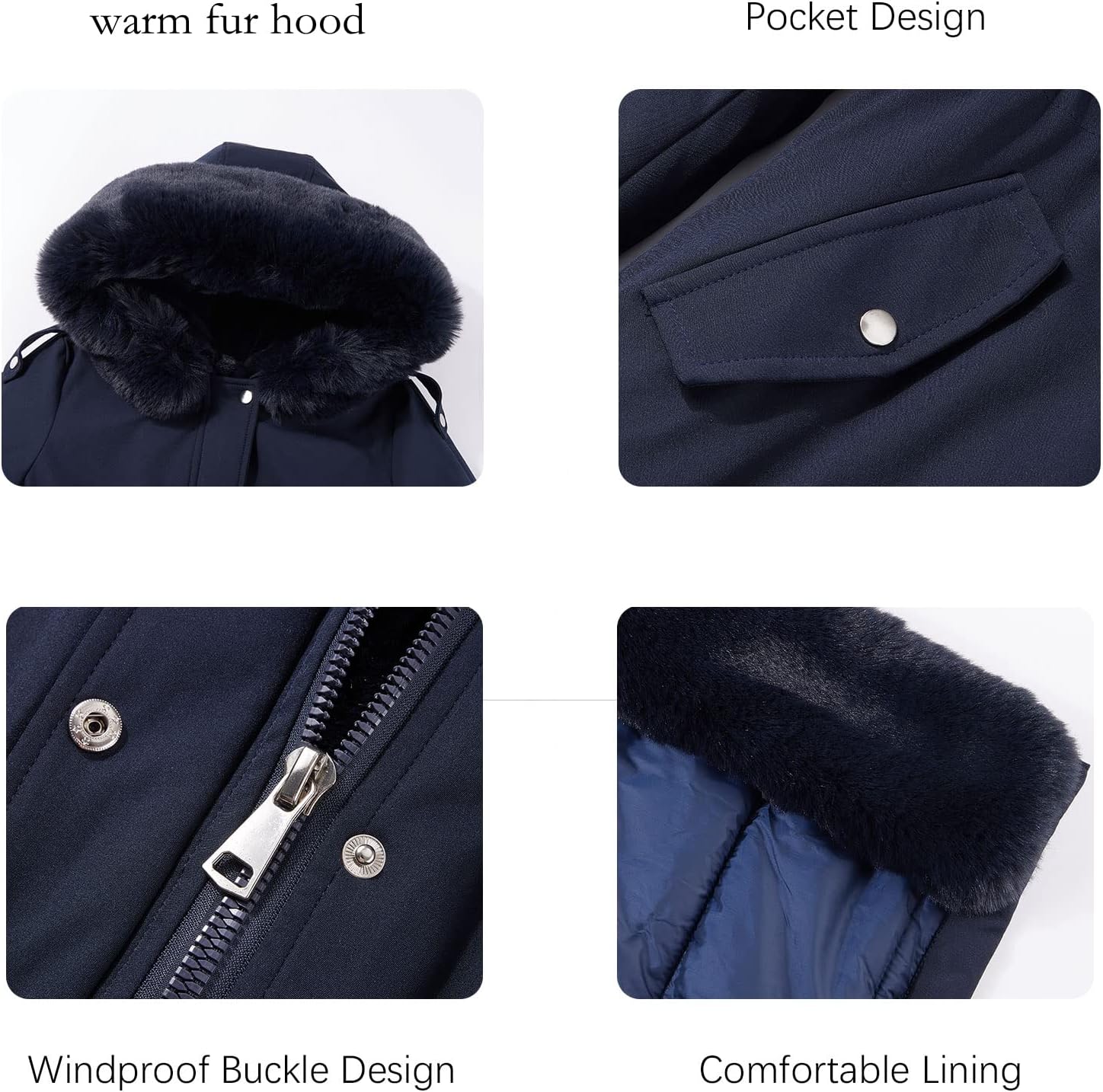 Detalle 1 de RISISSIDA R7614 Women's Long Puffer Parka with Faux-Fur Trim and Drawstring Waist