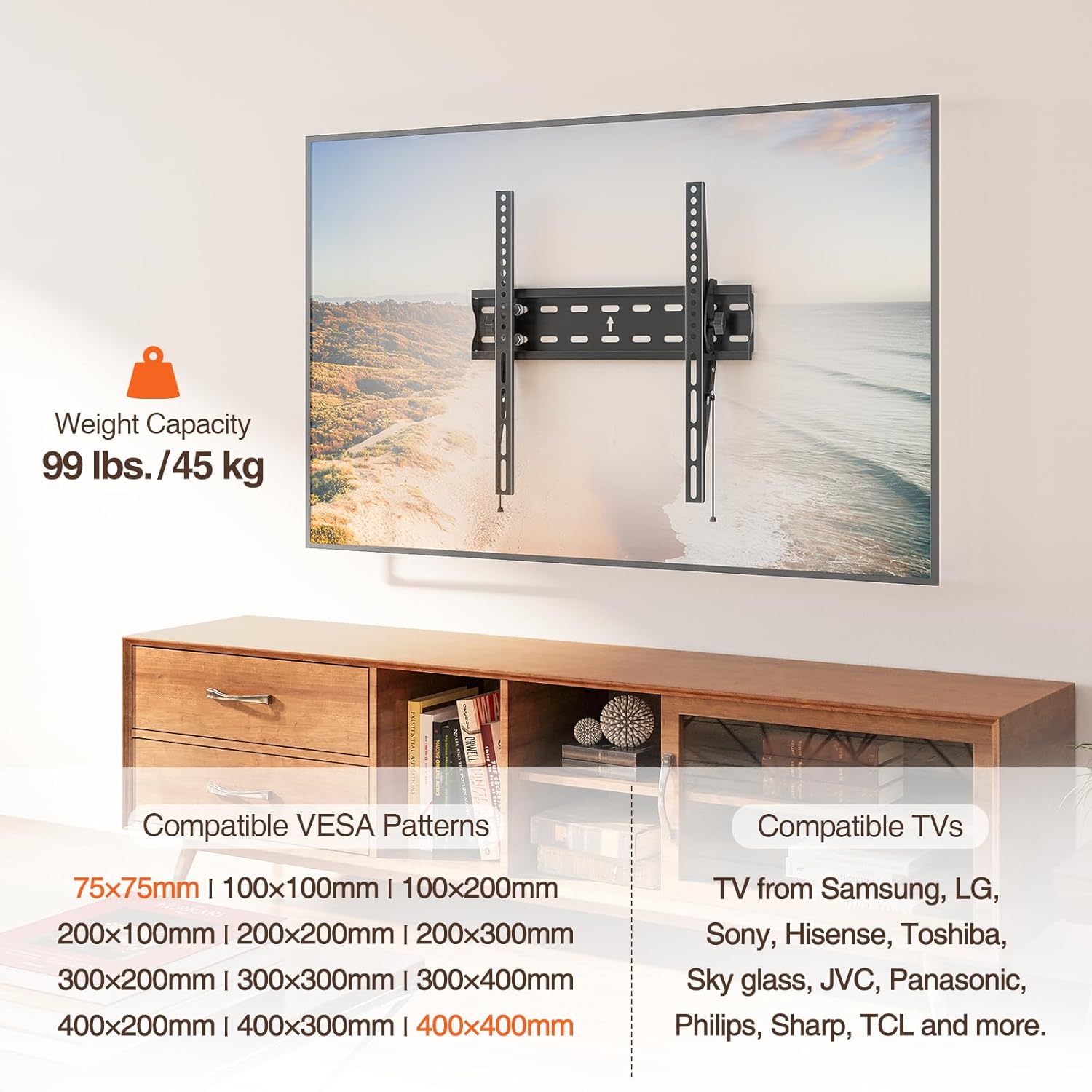 Detalle 2 de ELIVED EV007 Tilt TV Wall Bracket 60-inch, 45kg capacity