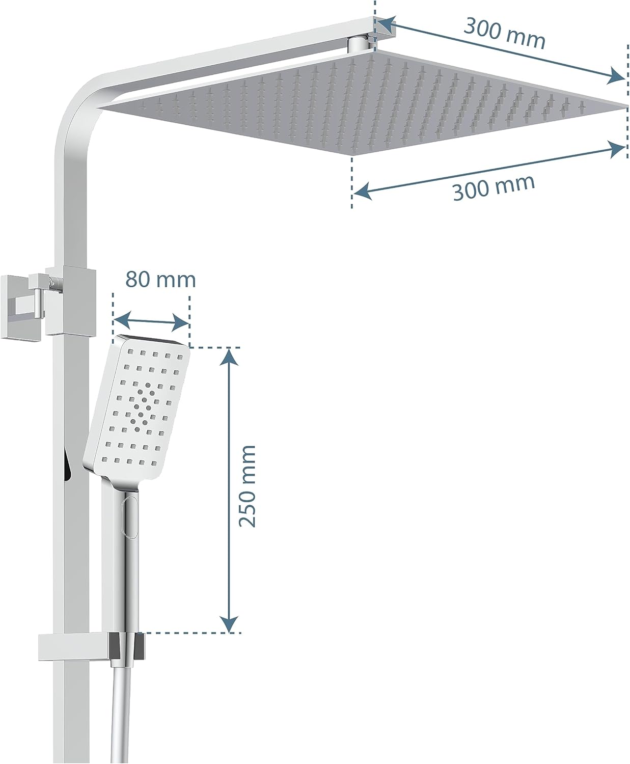 Thumbnail 2 de Schütte Ocean Système Thermostat et étagère en Verre – Ensemble 30 x 30 cm avec Support Mural et Colonne de Douche Chrome/Anthracite