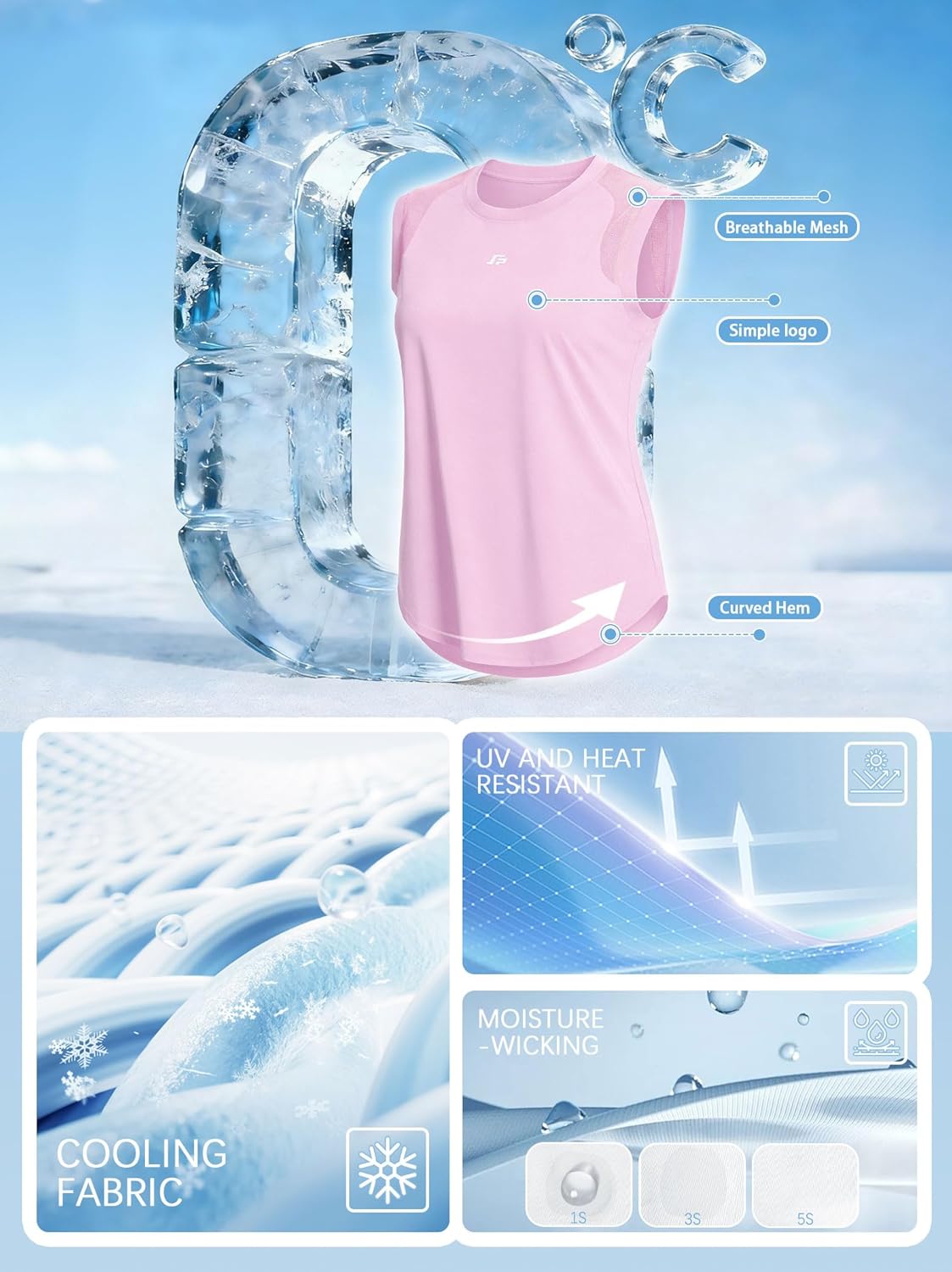 Thumbnail 5 de ANGEL CITIZ Gym Sleeveless Top for Women with UPF 50+ and Breathable Mesh