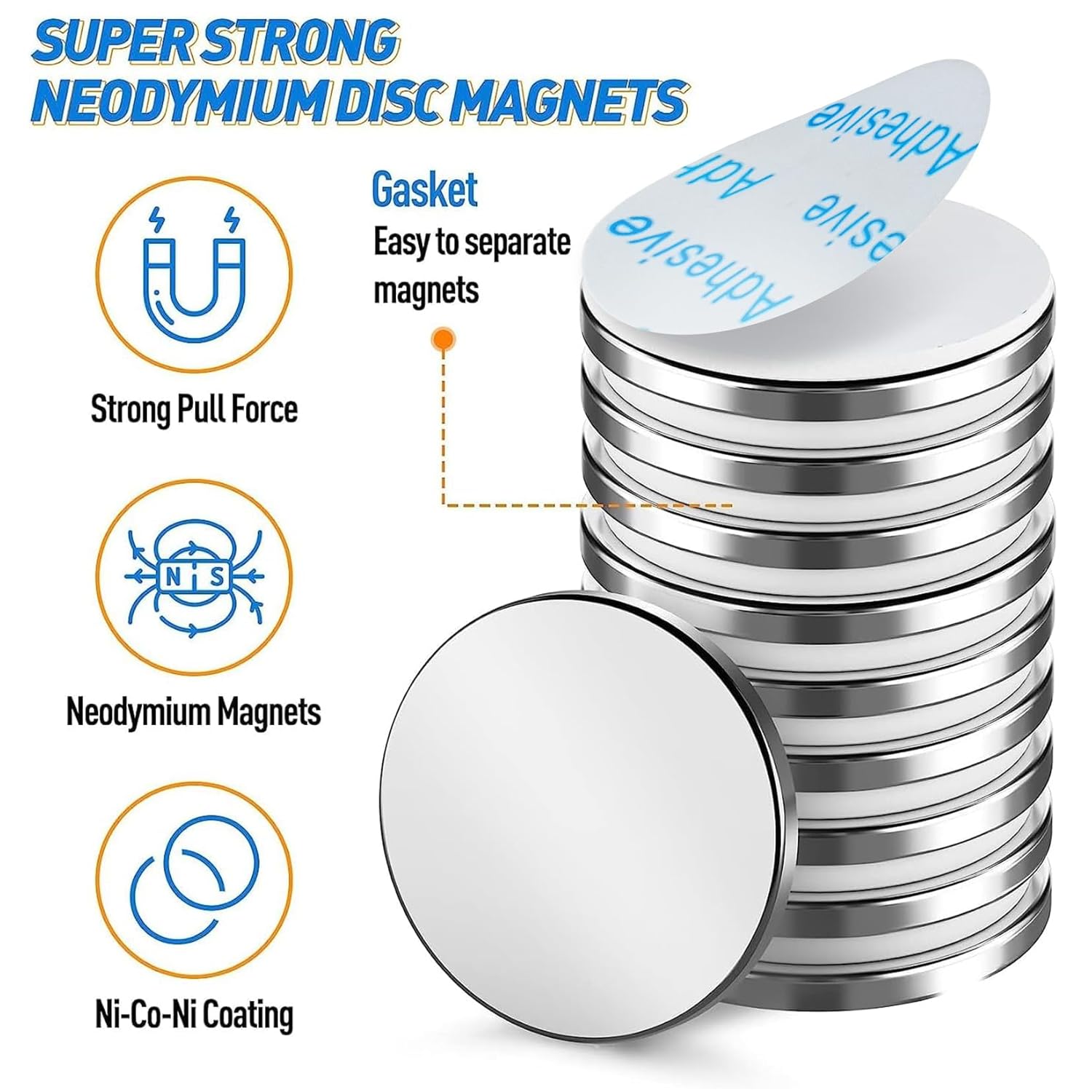 Thumbnail 3 de Strong Magnet 30 x 3 mm 8 KG pull Neodymium discs 🧲