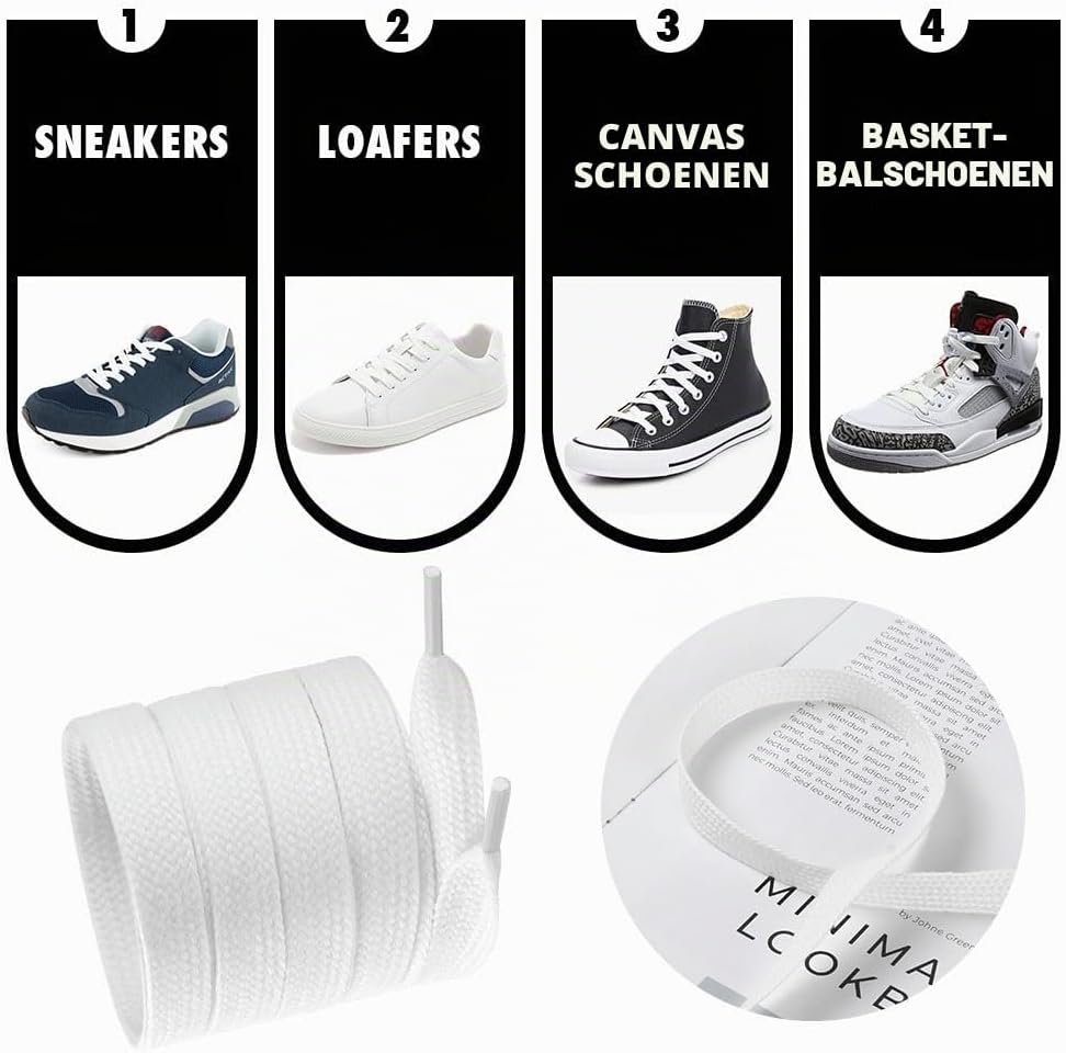 Detalle de Vicloon platte schoenveters van 15 mm breed voor sneakers