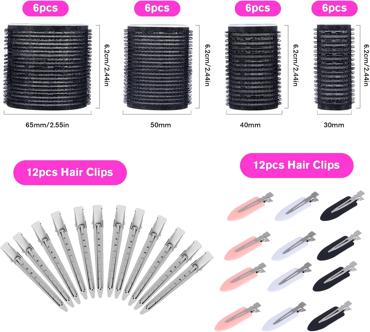 Detalle 2 de 50 rulos para el pelo rizos grandes sin calor