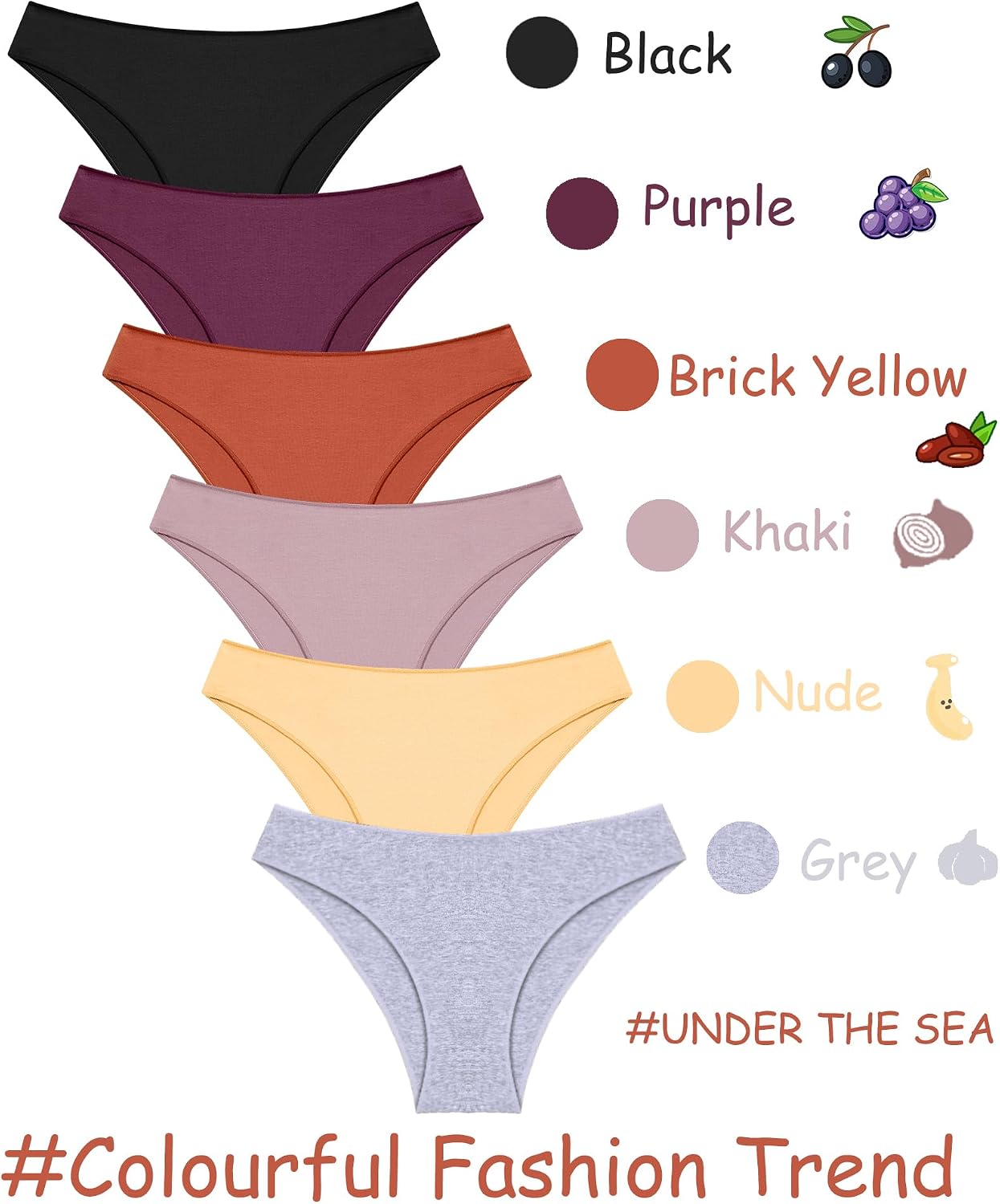 Detalle de UNDER THE SEA Cotton Cheeky Bikini Underwear, 6-Pack, Low-Rise