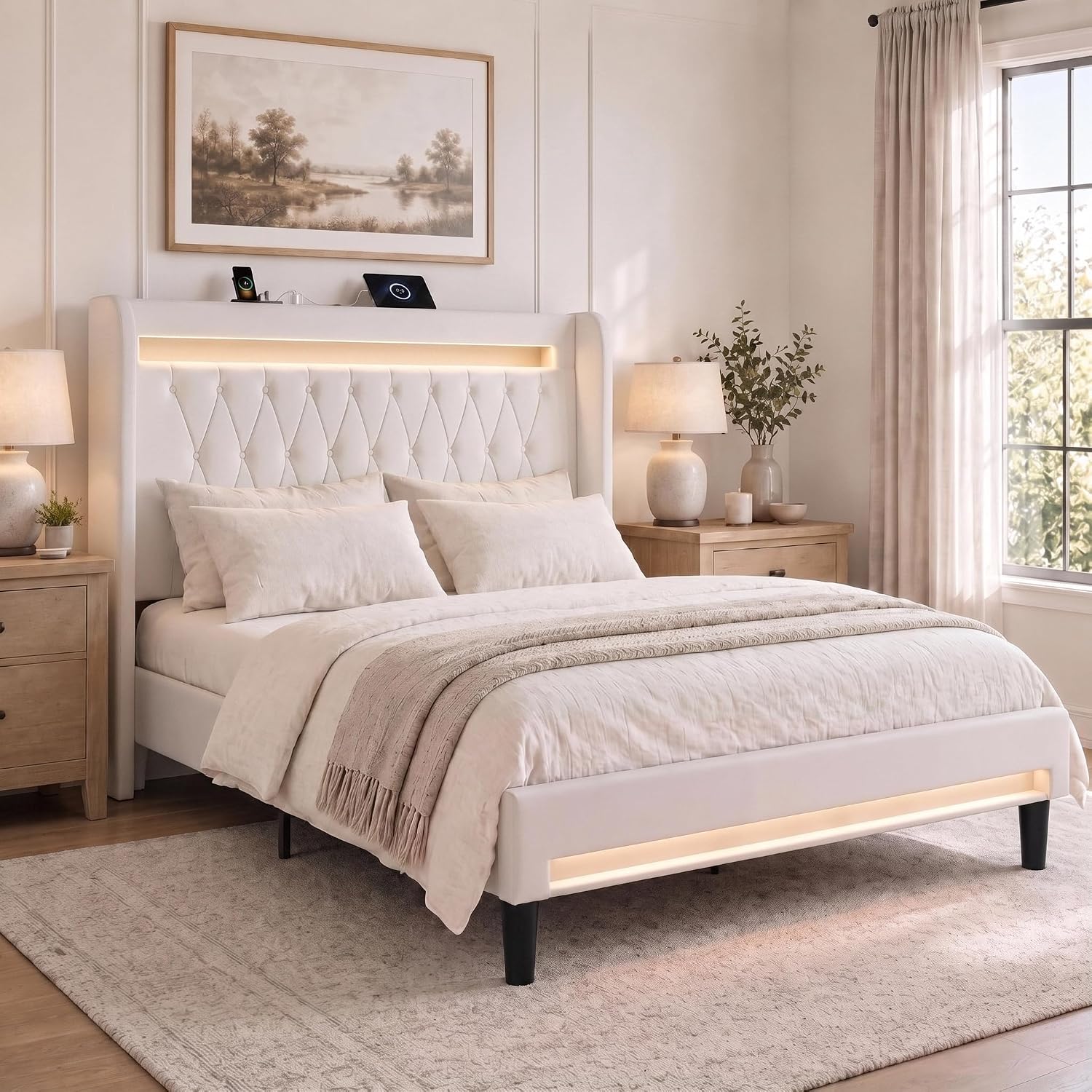 Detalle de Allewie Upholstered Bed Frame, Full Size