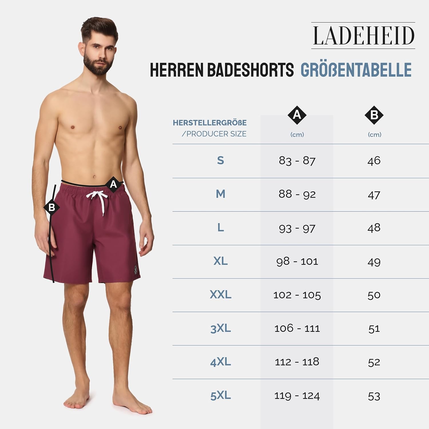 Detalle de Ladeheid LA40-129-SWS heren zwemshort met mesh binnenbroekje en zakken