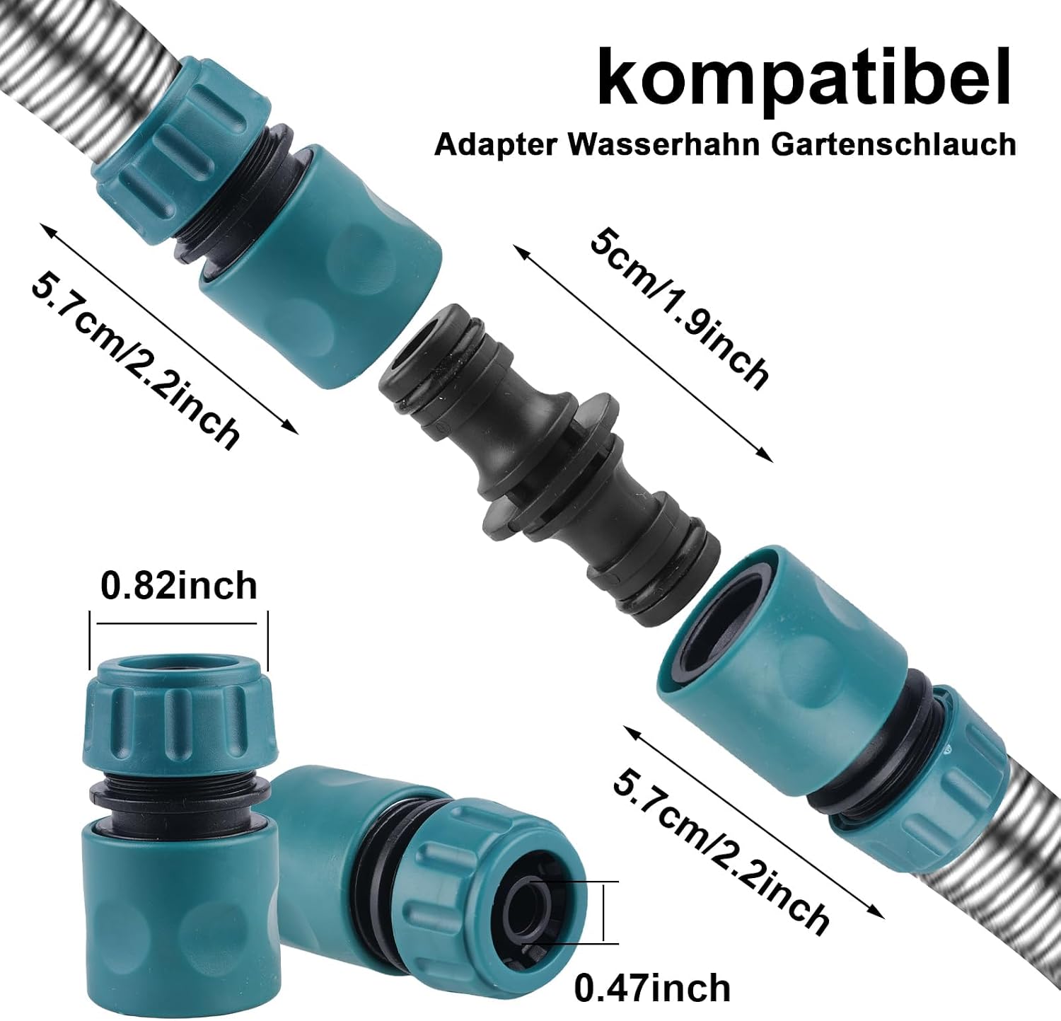 Detalle de HOSPAOP slangkopplingssats 1/2 tum i ABS-plast med snabbkopplingar