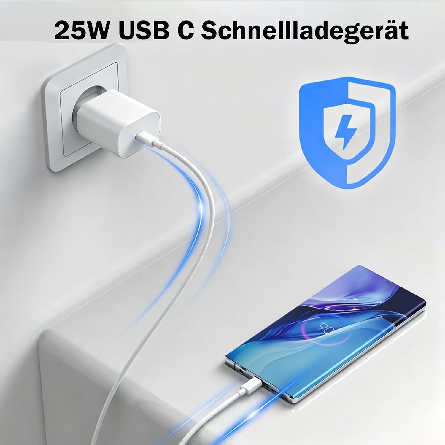 Detalle 2 de Ysevnotan USB-C-snellader 25 W met PD 3.0 en PPS, wit