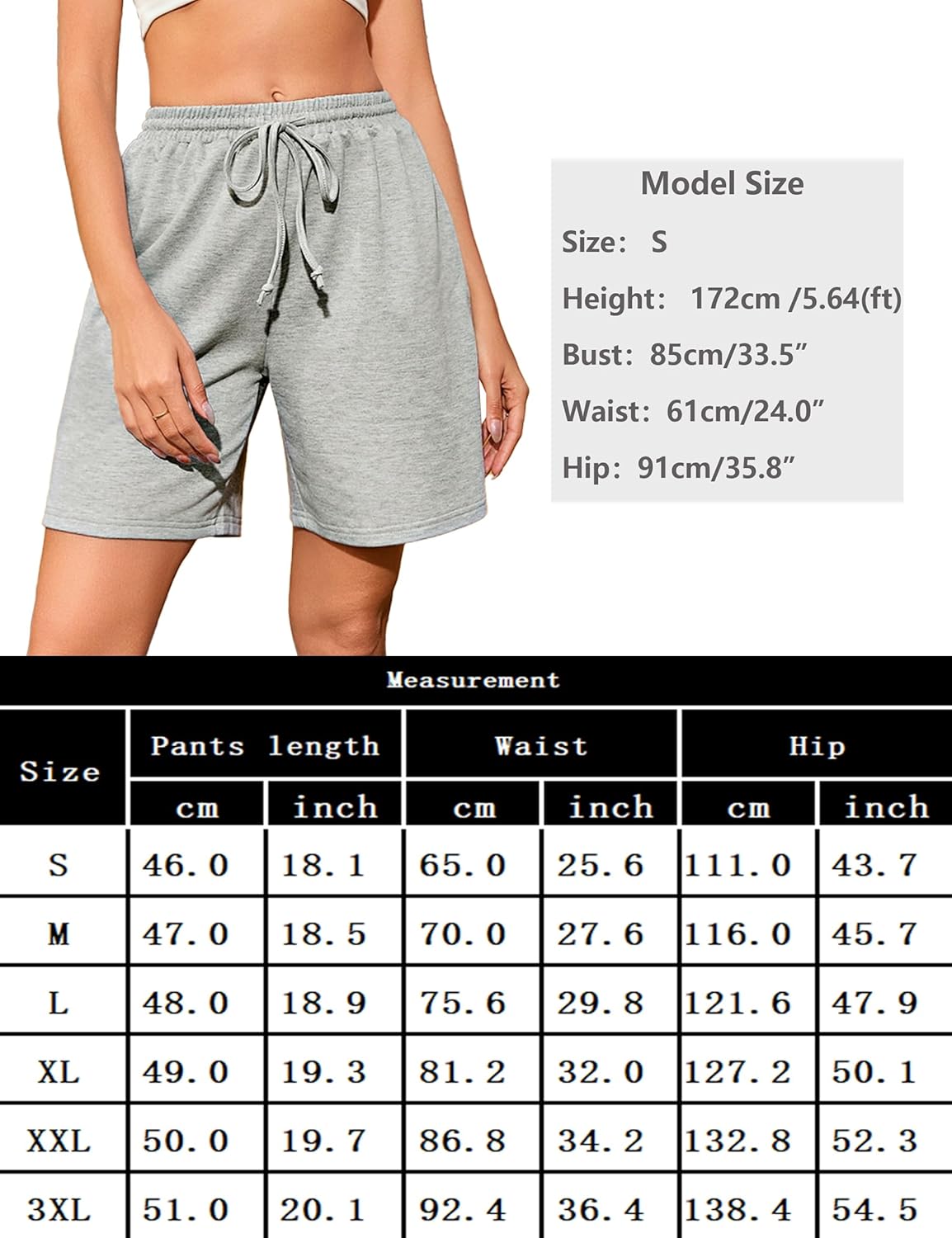 Thumbnail 5 de Demegimi Short Bermuda Sportif Femmes - Taille haute, coton, poches