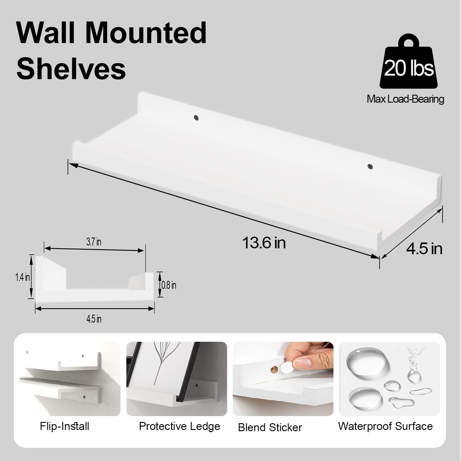 Detalle de Solrot Floating Shelves, 14 Inches