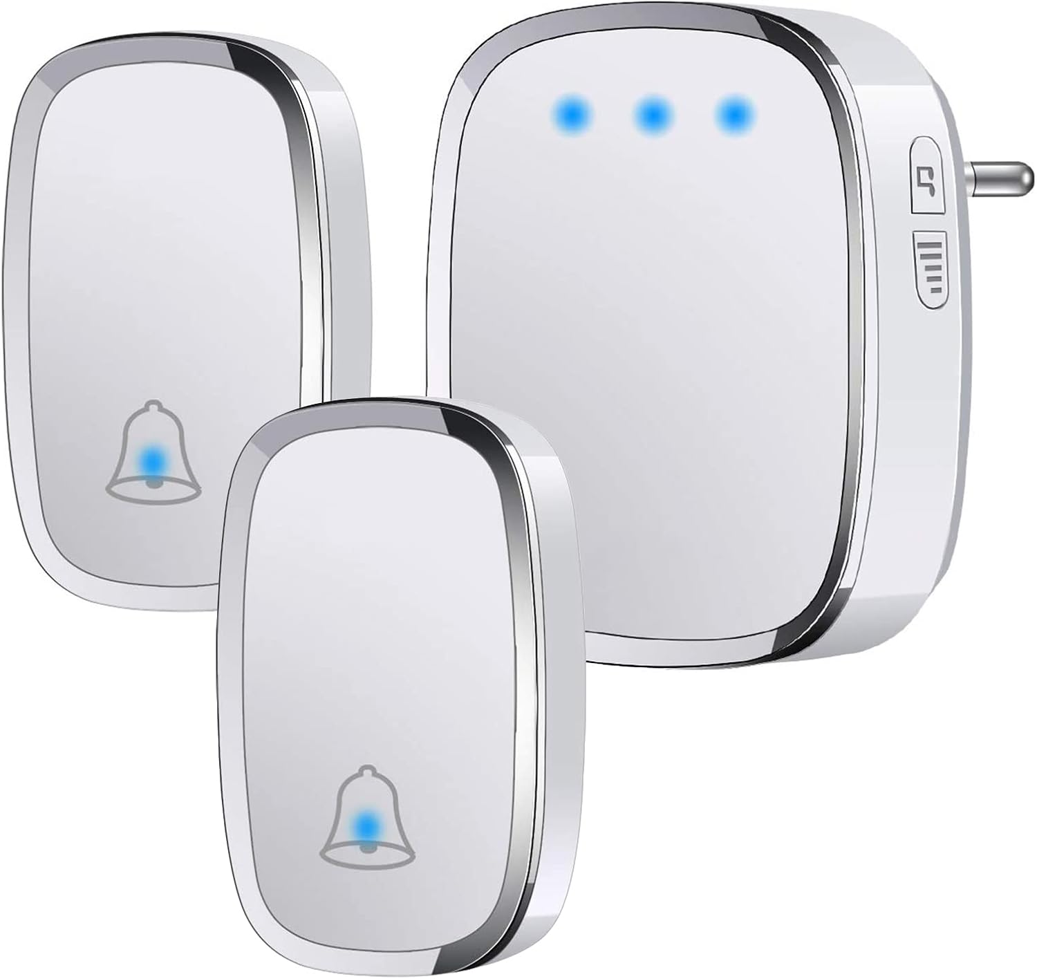 Detalle de YYQ Campanello senza fili da esterno impermeabile IP44 con 300 m di portata, 2 pulsanti e 1 ricevitore