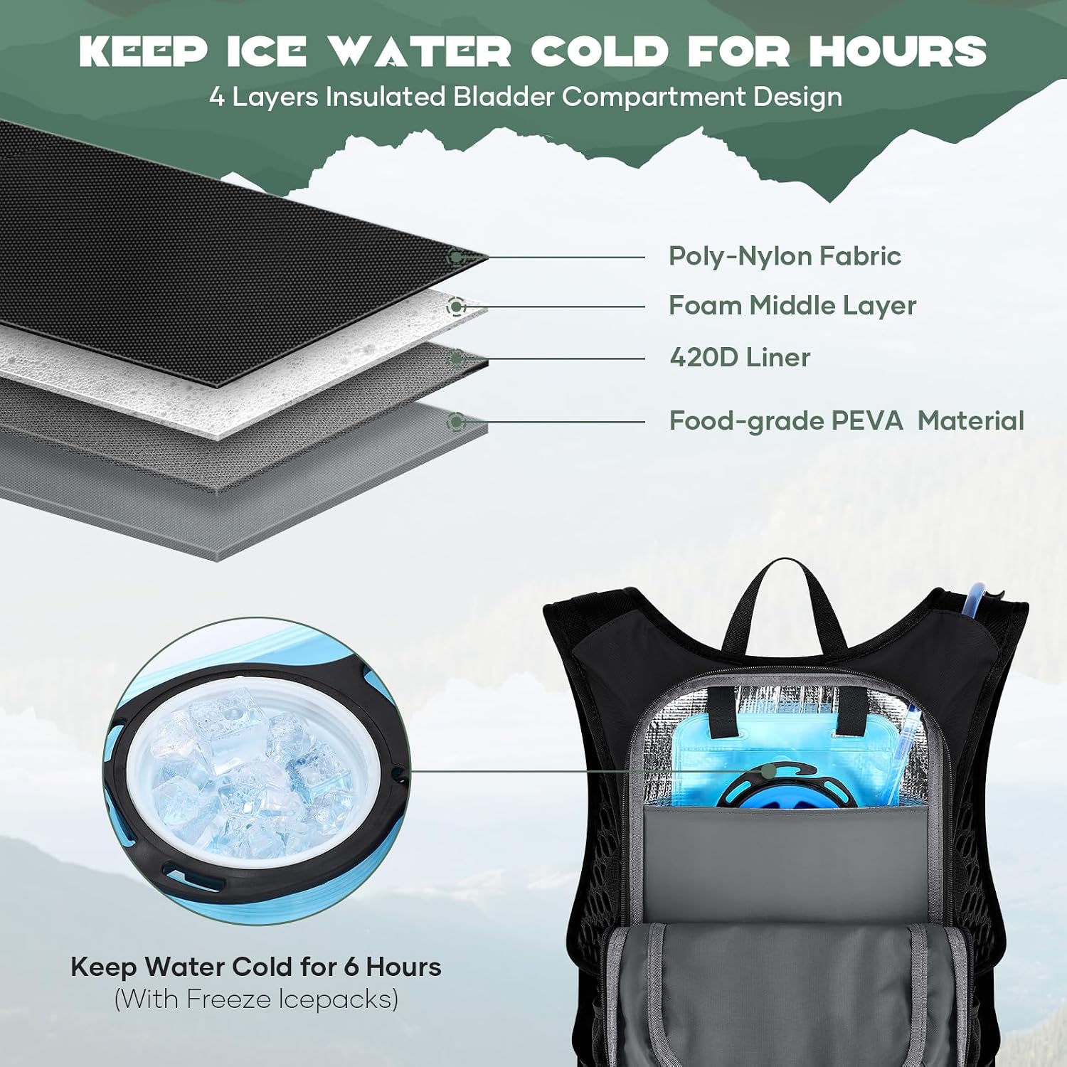 Thumbnail 2 de Maelstrom Lightweight Hydration Hiking Backpack with 2L/3L Water Bladder