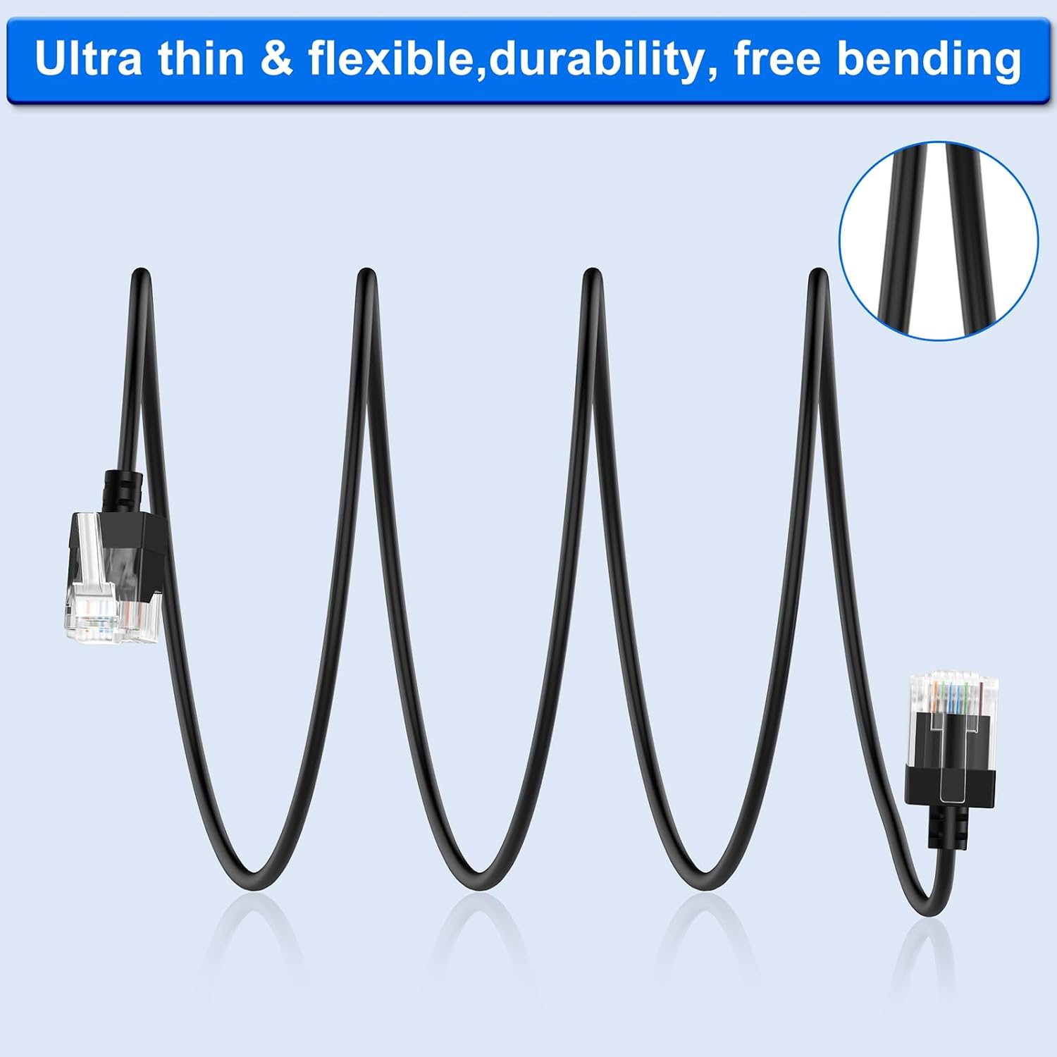 Detalle 2 de Thzzhnno Cat6A 90° Right Angled Ethernet Cable – 10m, Ultra Slim and Flexible