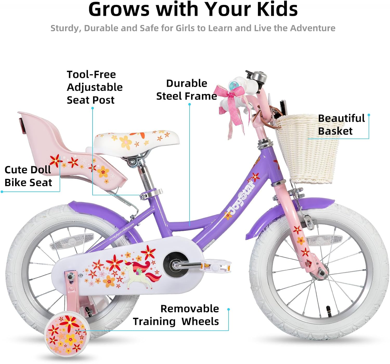 Thumbnail 1 de JOYSTAR Unicorn Kids Bike for Girls (12–18 inch) with Training Wheels — Fun Unicorn Design, Adjustable Fit, and Added Safety