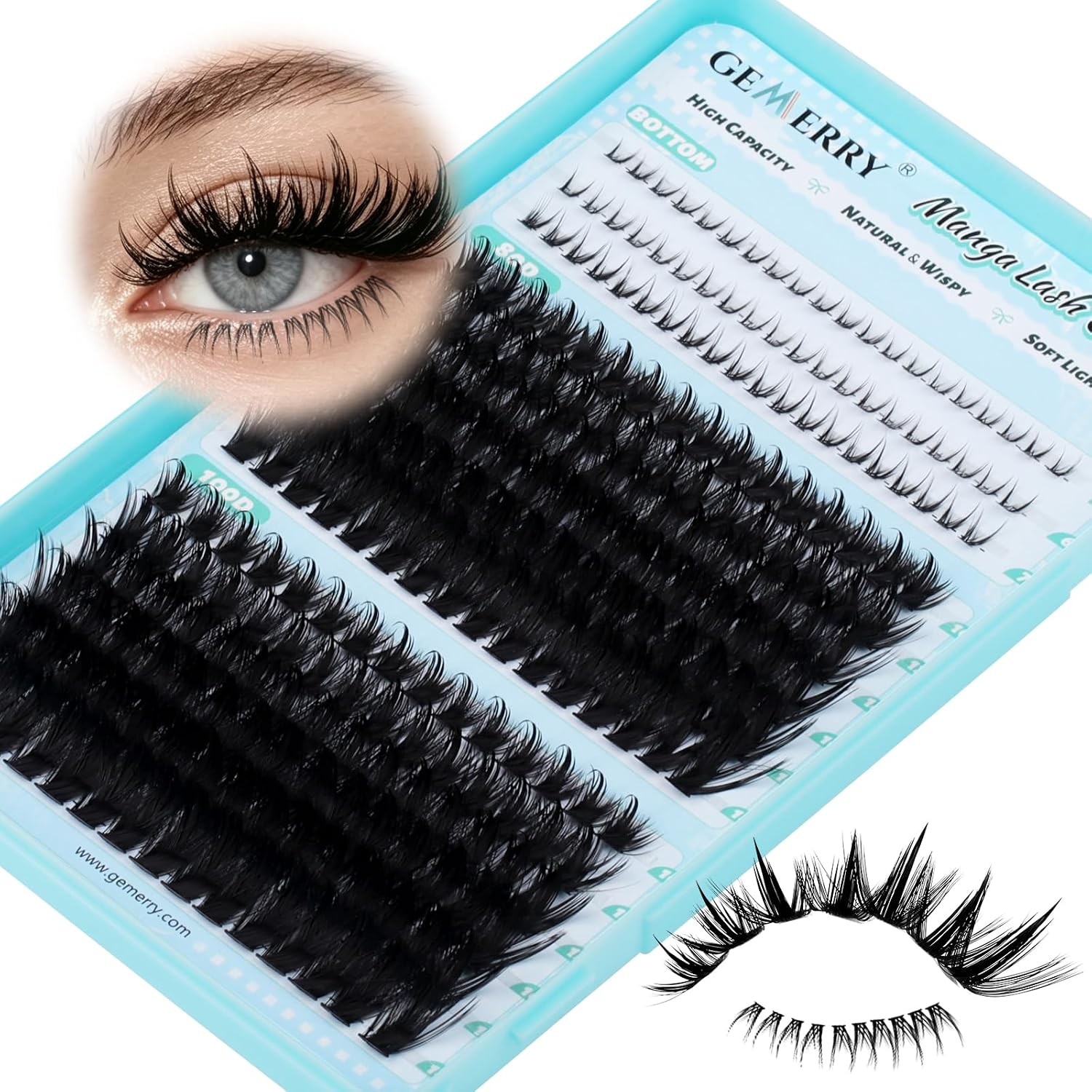 Detalle de GEMERRY Ciglia Finte Ciuffetti wimperclusters D Curl, 10–18 mm