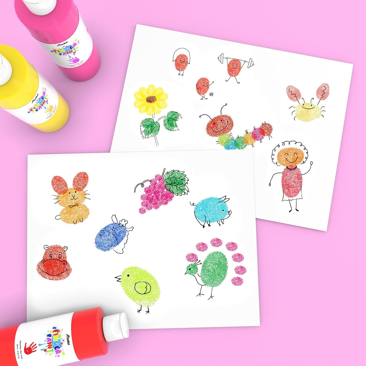Thumbnail 6 de ABEIER Fingerfarben Kinder Ungiftig 12 × 250 ml – Waschbar, Abwaschbar, Für Kindergarten und Schule