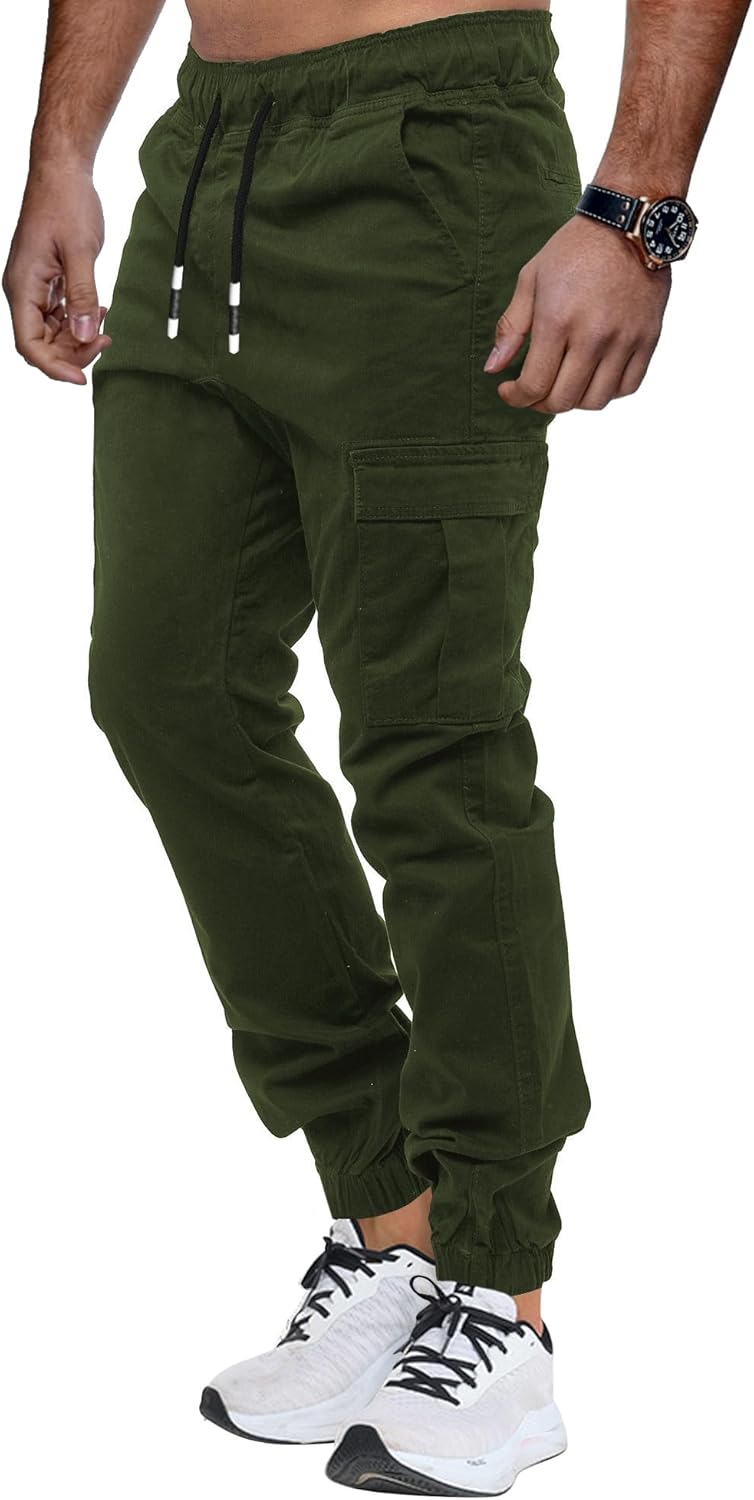 Detalle 2 de LIUPMWE Herren Hose Chino Cargo Jogginghose – Baumwolle, elastischer Bund, Kordelzug, Outdoor & Freizeit
