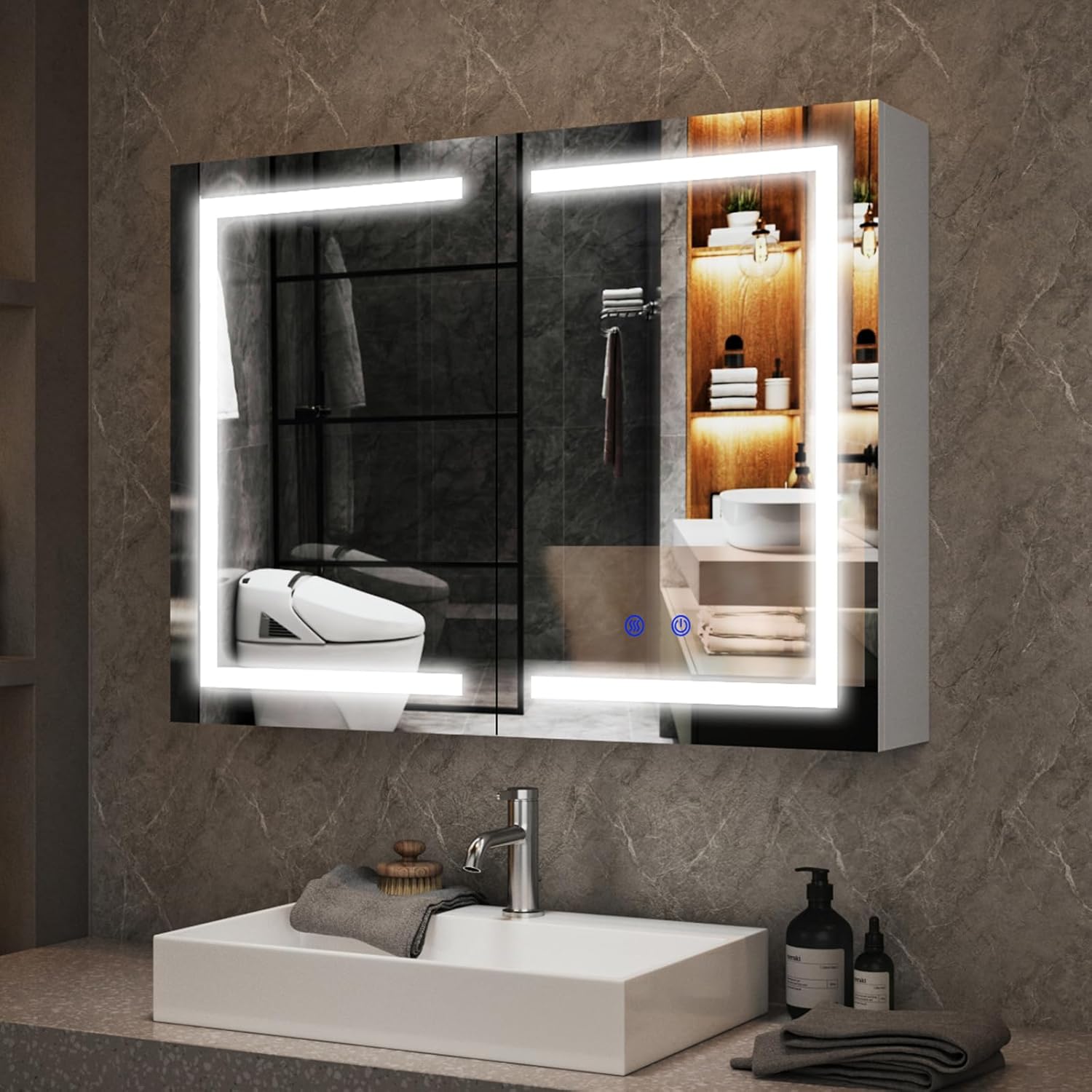 Thumbnail 1 de Luxstein Spiegelschrank 80x60 cm 🪞