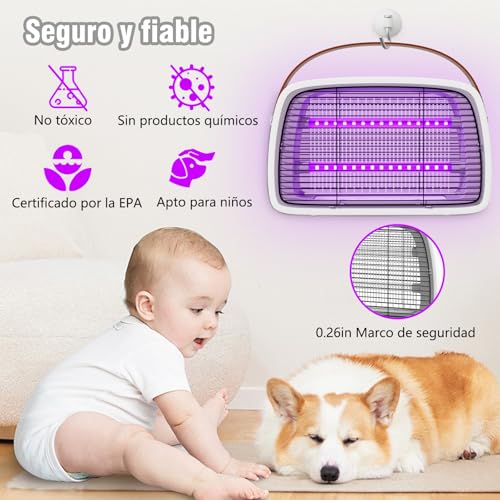 Detalle de Seenlast Lámpara Antimosquitos eléctrica 3800 V con UV y bandeja removible