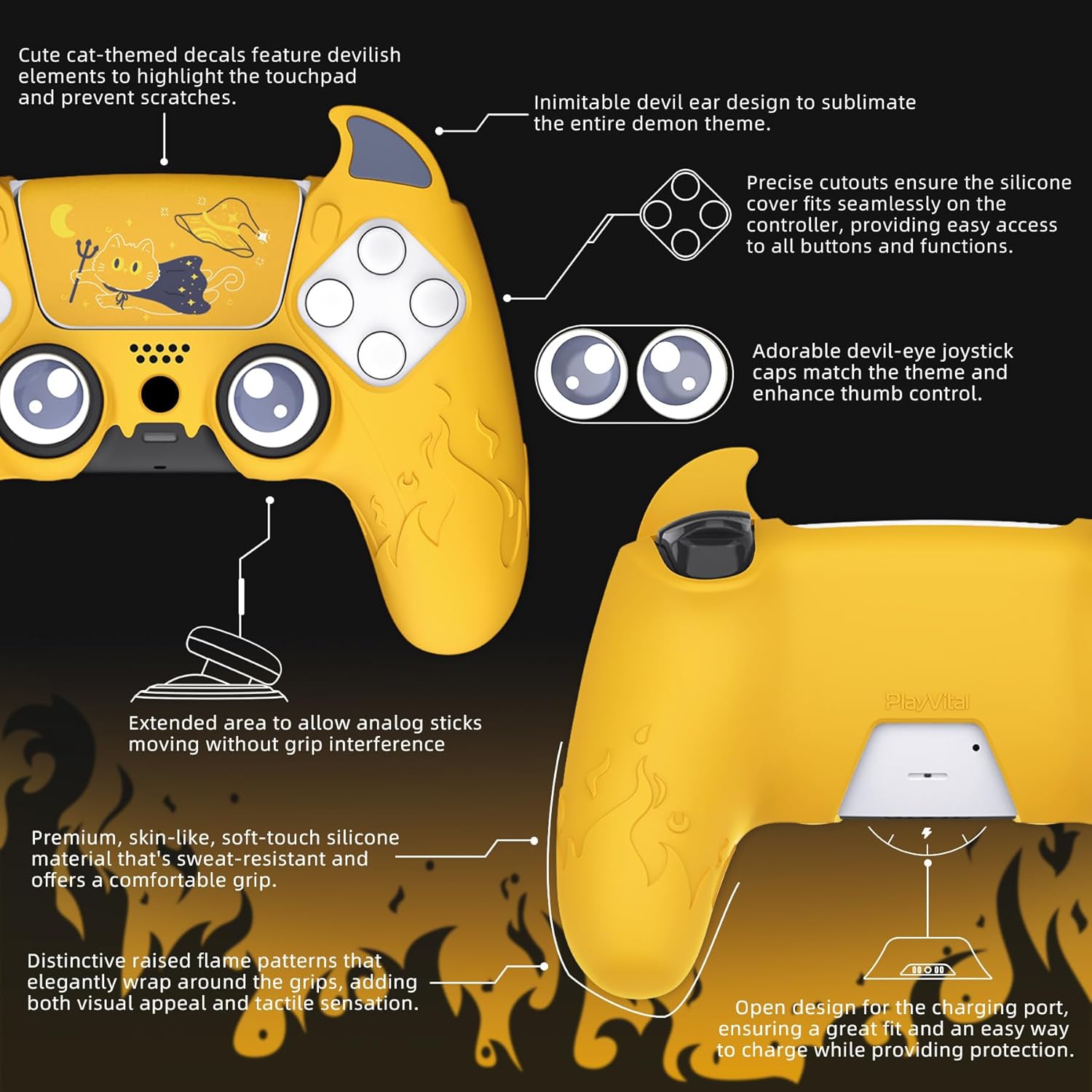 Thumbnail 4 de PlayVital Cute Demon Silicone Case for PS5 Controller
