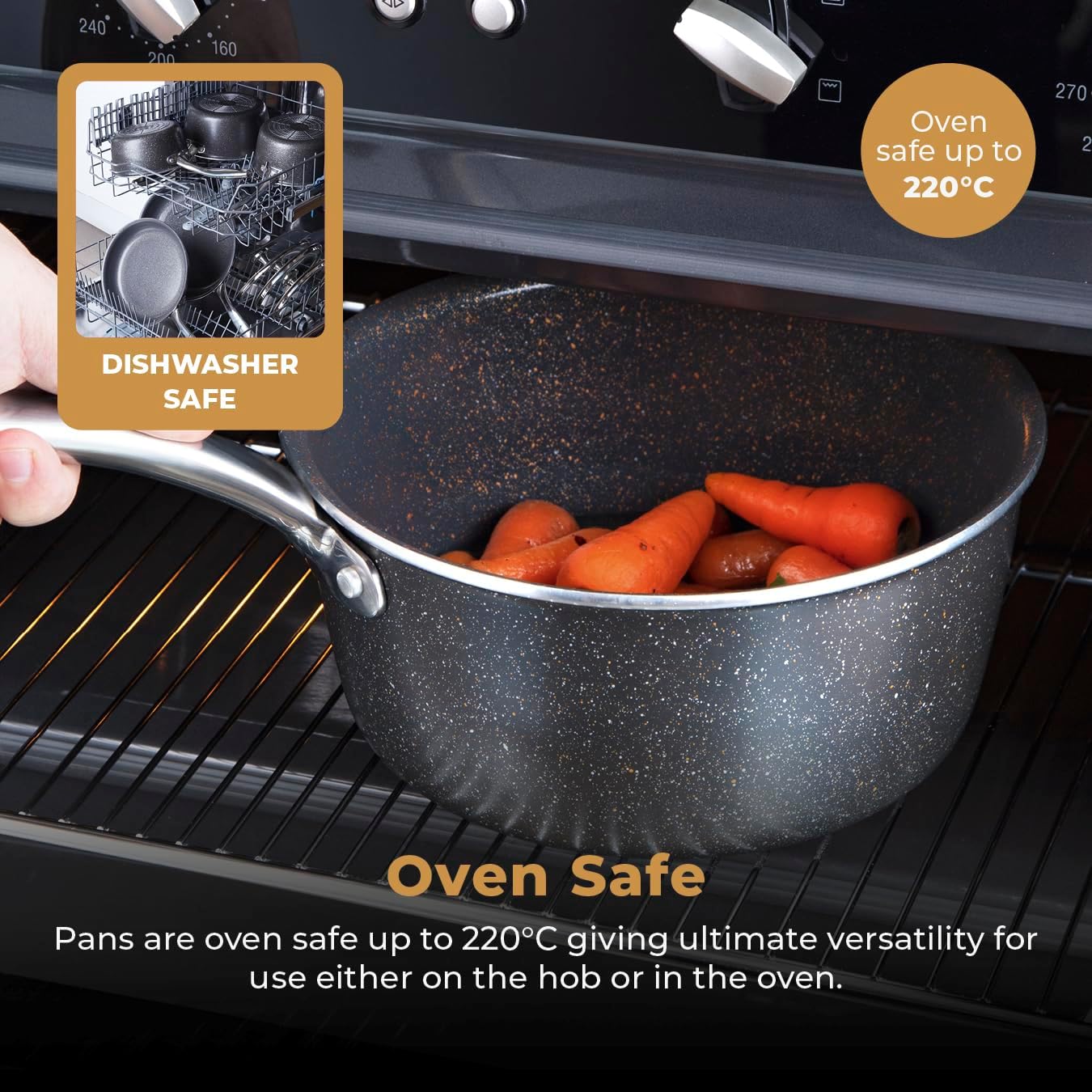 Thumbnail 6 de Tower Cerastone Pro 5 Piece Forged Aluminium Cookware Set – Graphite (T900209)