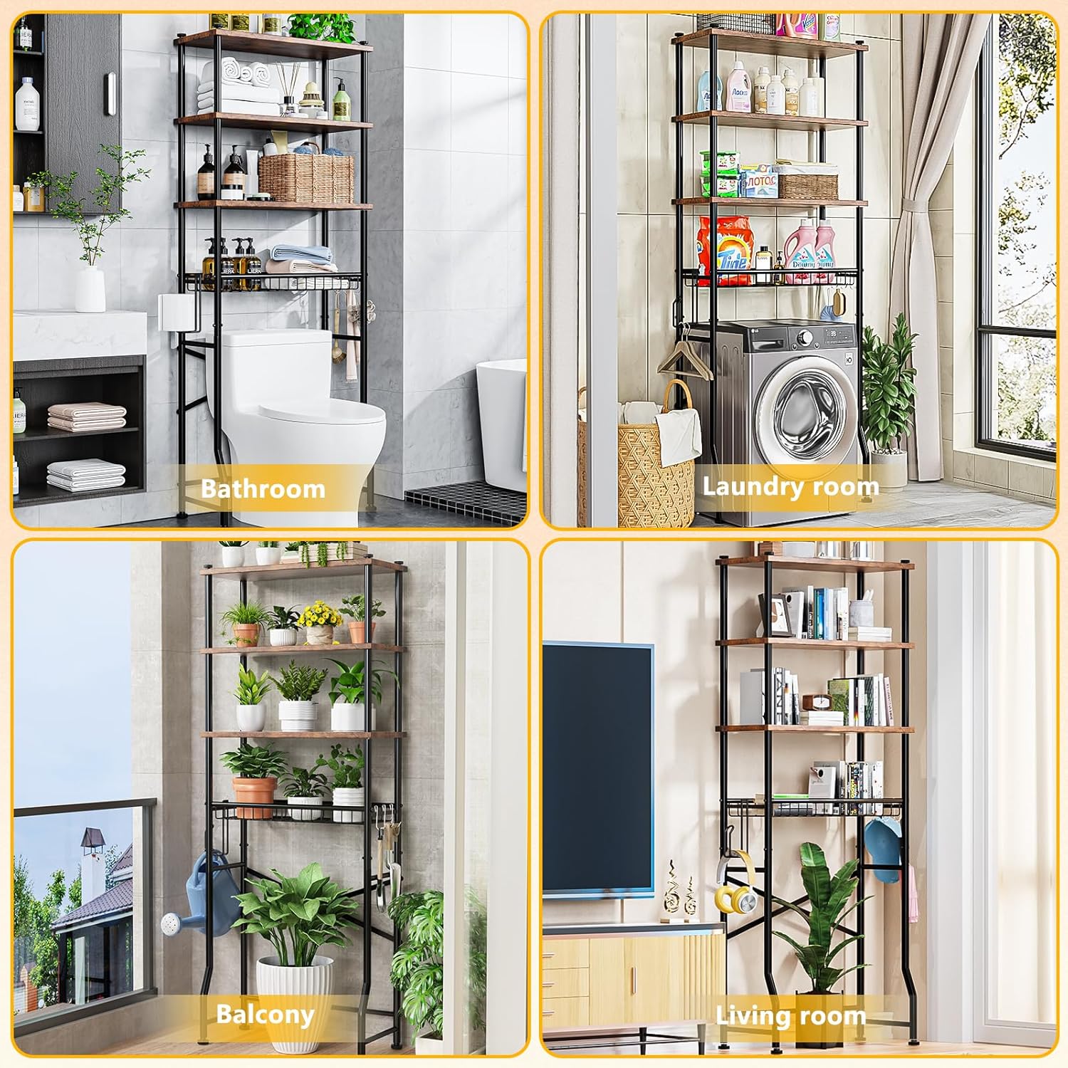 Thumbnail 3 de 4-Tier Over-The-Toilet Storage Shelf — Bathroom Organizer