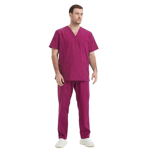 Detalle de MISEMIYA Pijama Sanitario Unisex 6801-6802 XL Granate: uniforme cómodo y duradero para profesionales de la salud