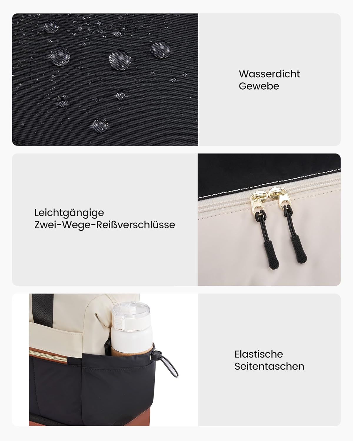 Detalle de LOVEVOOK Reisetasche Damen – Leichtes Weekender mit Schuhfach und Nassfach, 30 L, 46x20,3x32,5 cm