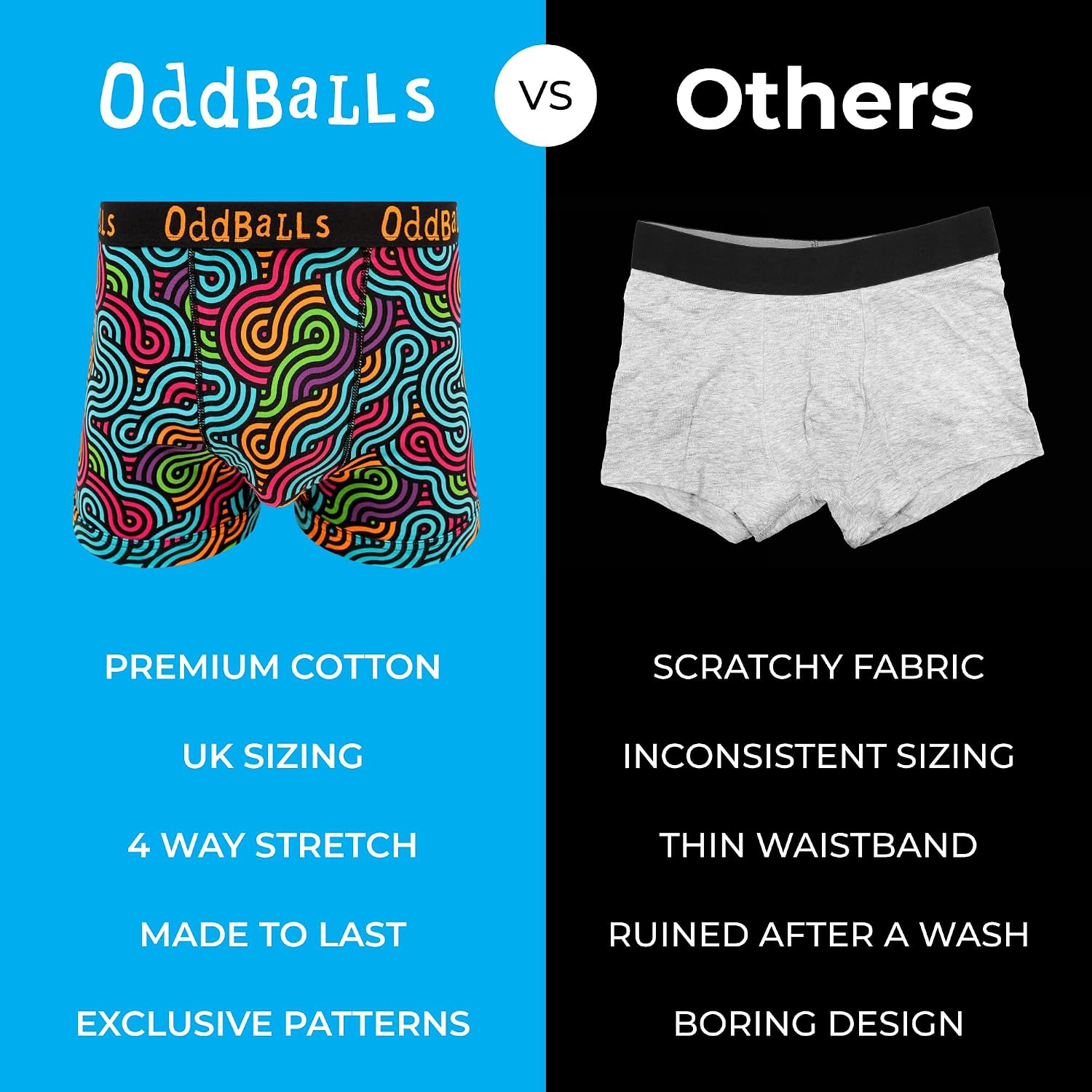 Thumbnail 4 de OddBalls Men’s Boxers Multipack (3) – Classic Fit Cotton Boxer Briefs with Elastic Waistband