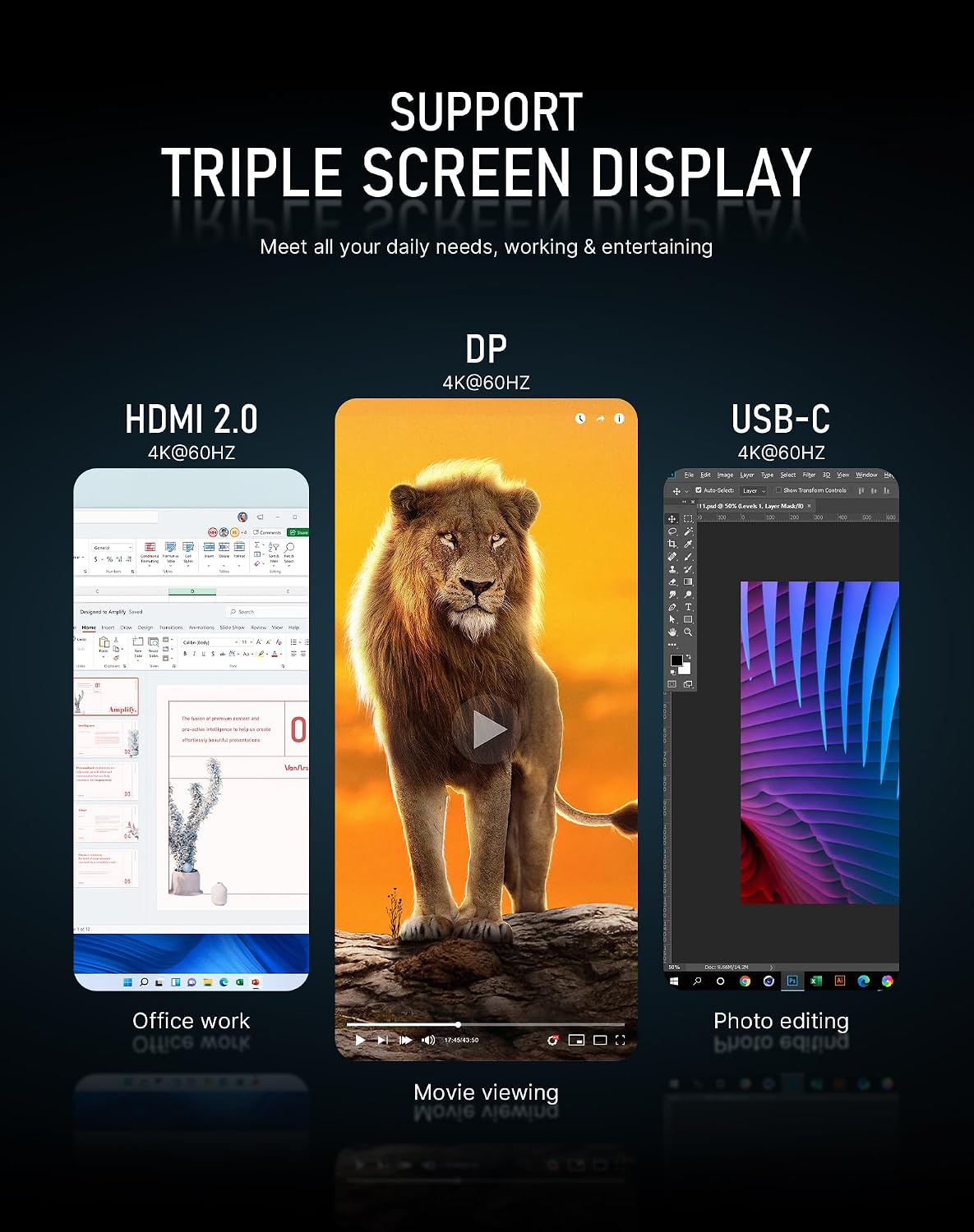 Detalle de BOSGAME E5 Plus Mini PC with Ryzen 5400U, Triple 4K Displays and Dual 2.5G LAN