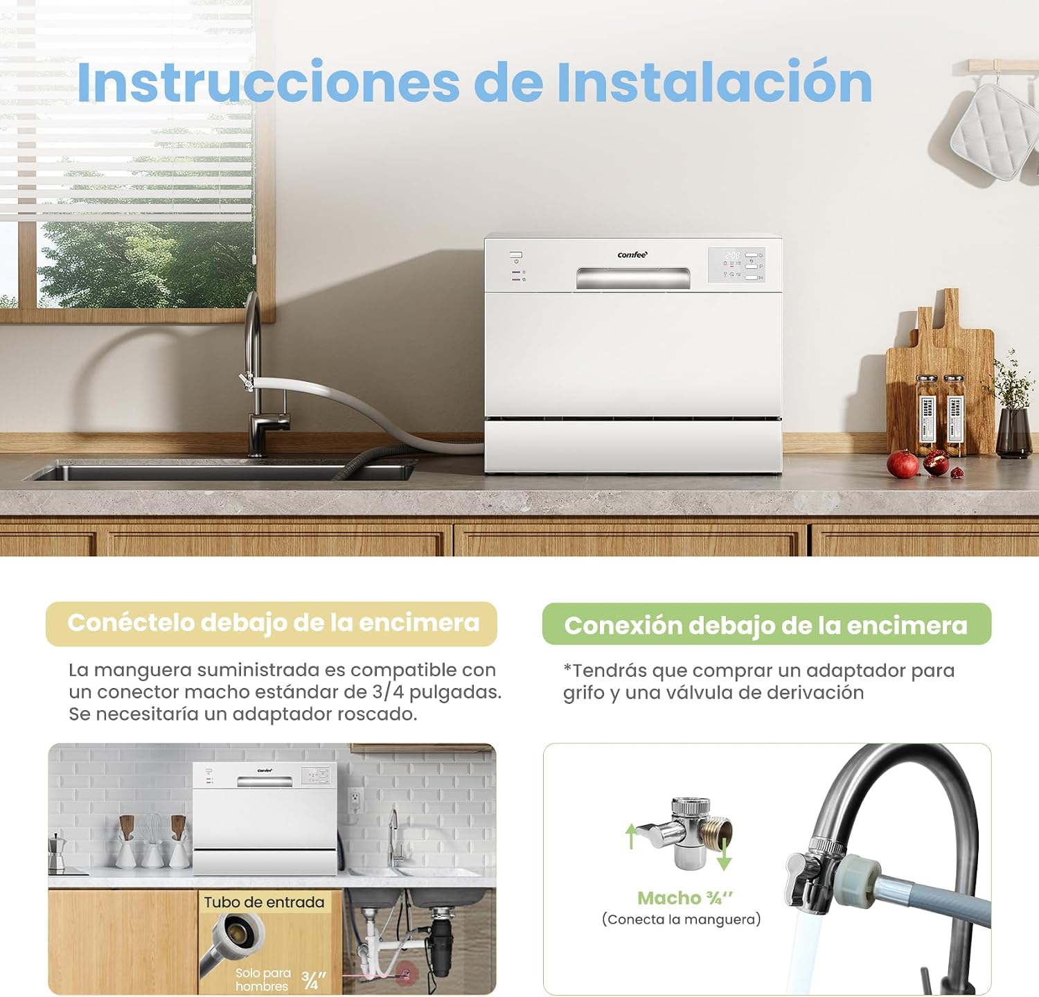 Thumbnail 6 de Comfee CDWMT0602EWD-EU: Lavavajillas de Sobremesa Compacto con 6 Programas para 2–3 Personas