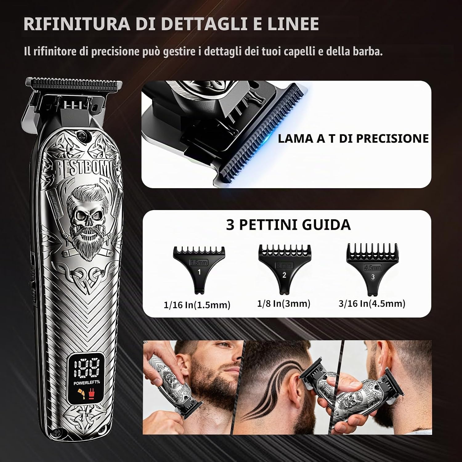 Detalle de BESTBOMG kit tagliacapelli senza fili