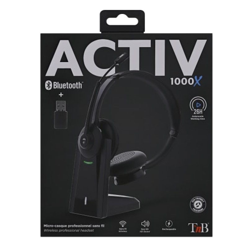 Thumbnail 2 de Auriculares TnB inalámbricos Bluetooth 2.4 GHz con base de carga y micrófono boom